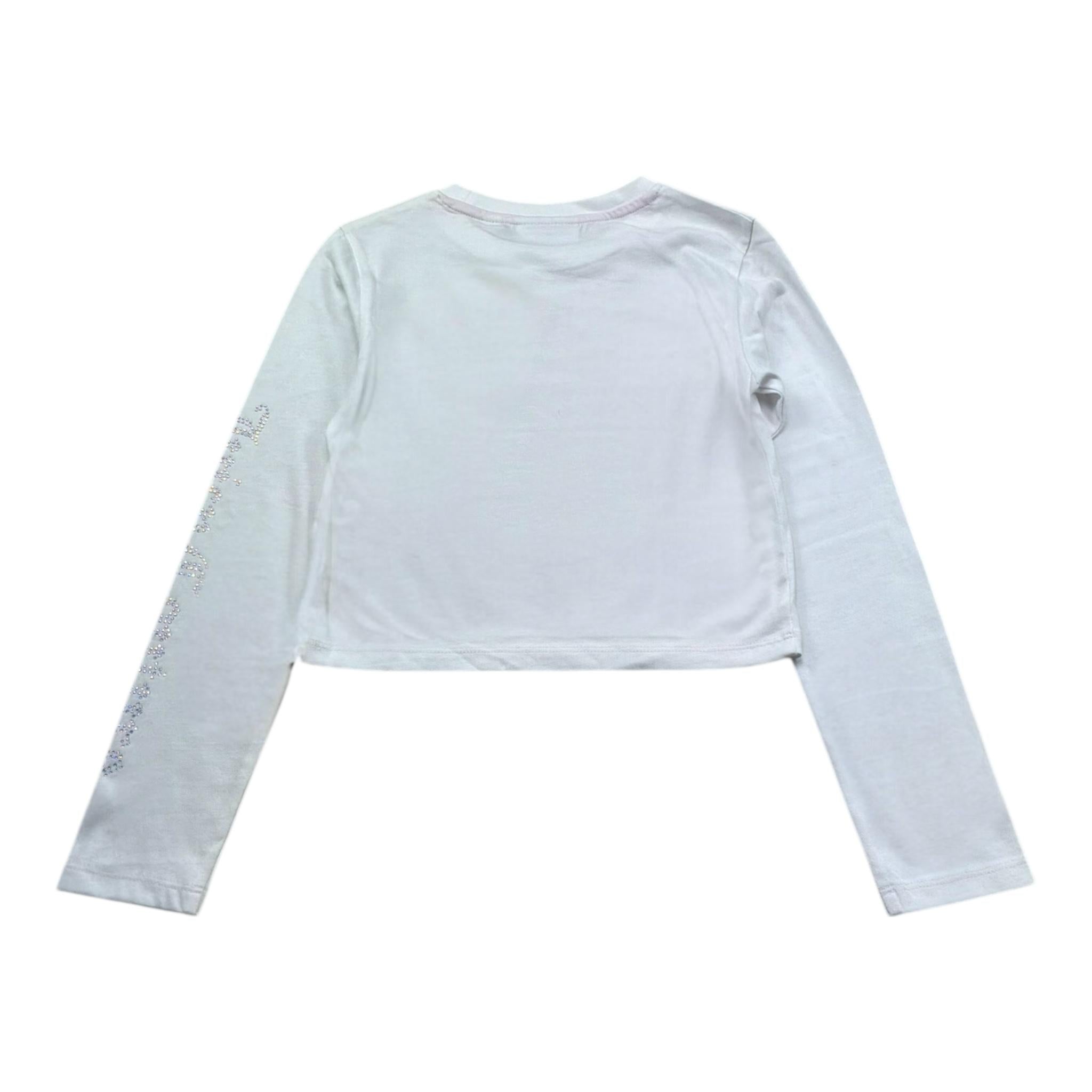 Juicy Couture Shirt Girocollo Tinta Unita con Stampa per Bambina JBX6619 BIANCO JUICY COUTURE 