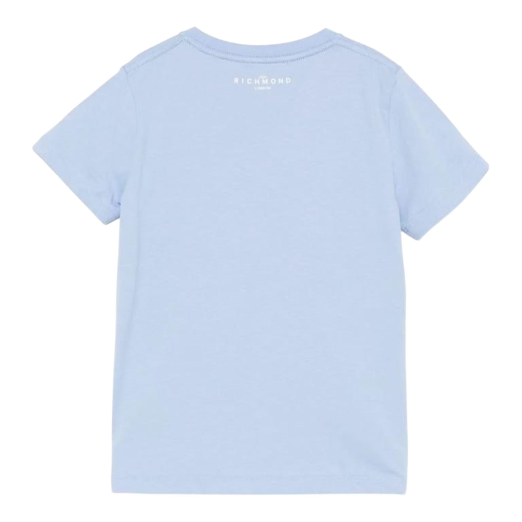 John Richmond T-Shirt Girocollo Tinta Unita con Stampa per Neonato RBP25117TSX AZZURRO JOHN RICHMOND 