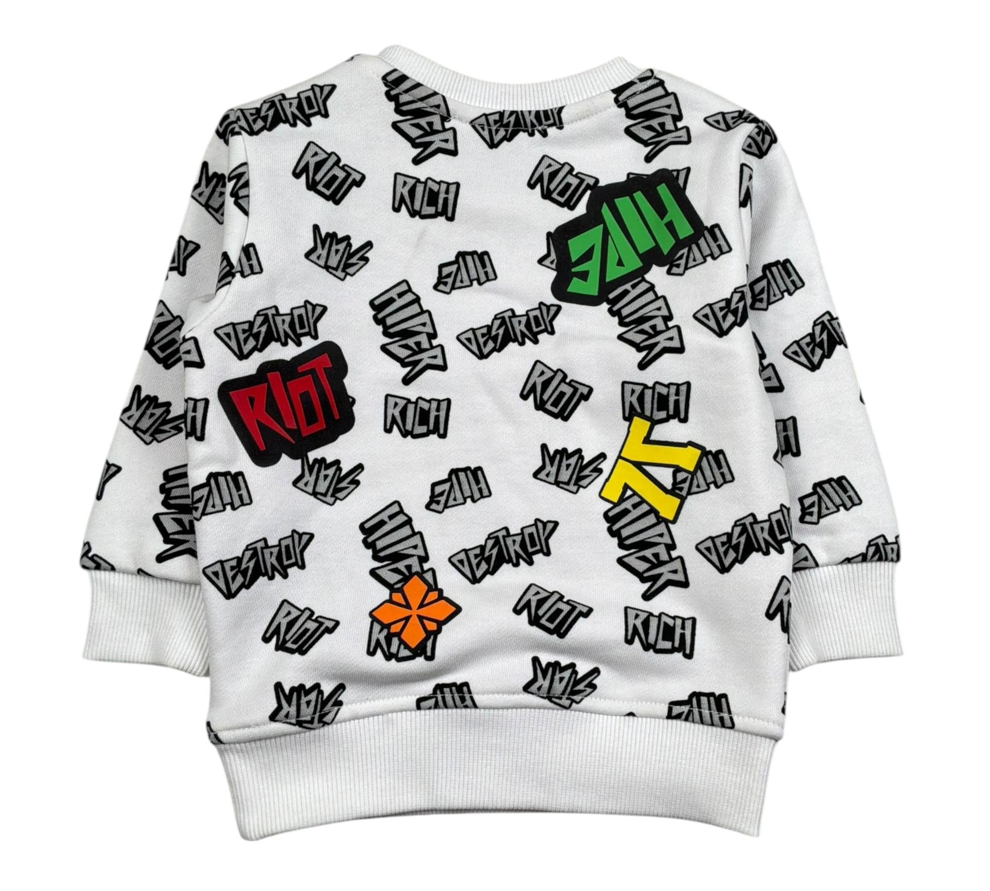 John Richmond Felpa Chiusa Girocollo Tinta Unita con Stampe per Neonato RIP26113FE BIANCO JOHN RICHMOND 