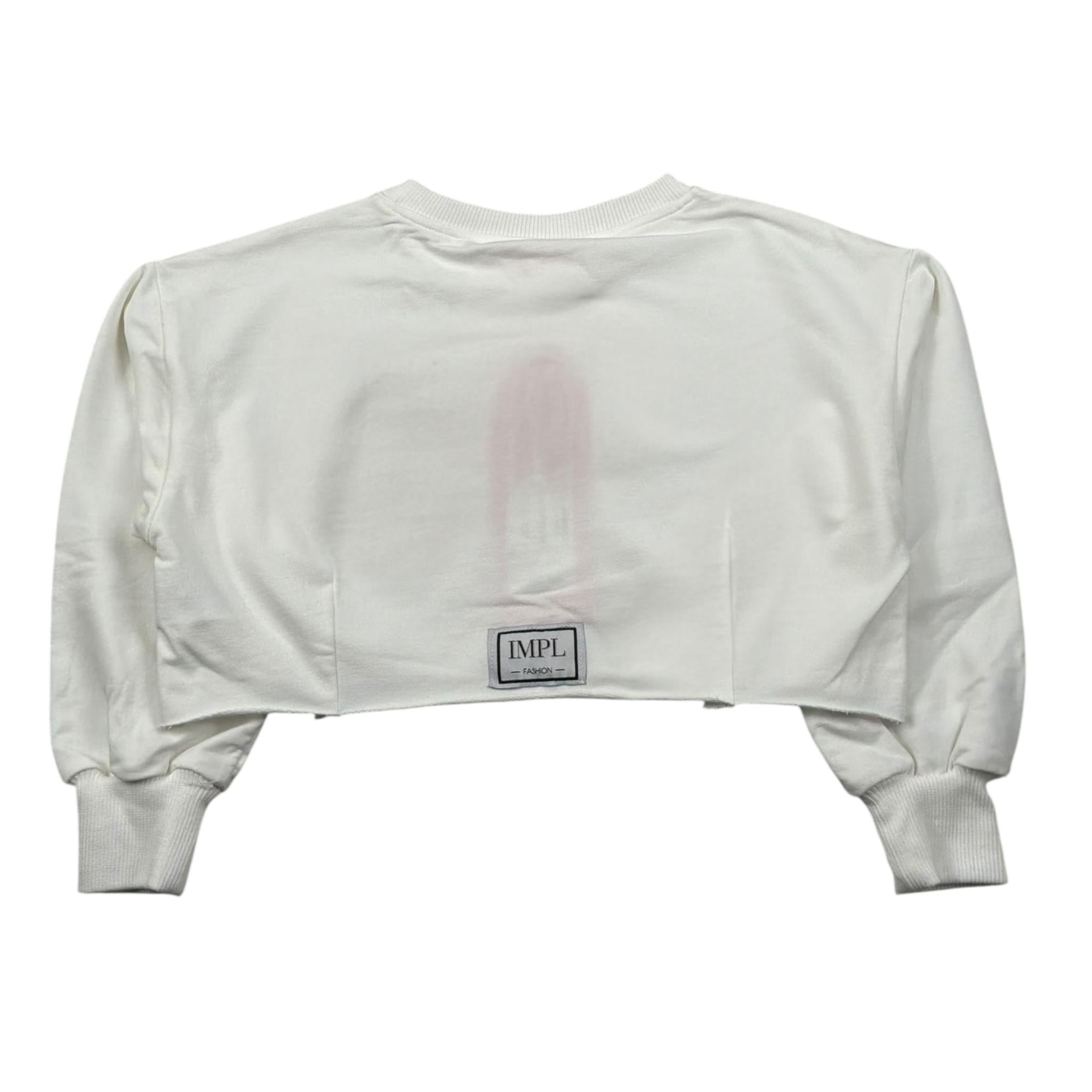 Imperial Felpa Chiusa Modello Crop Tinta Unita per Bambina LB39042G75 BIANCO IMPERIAL 