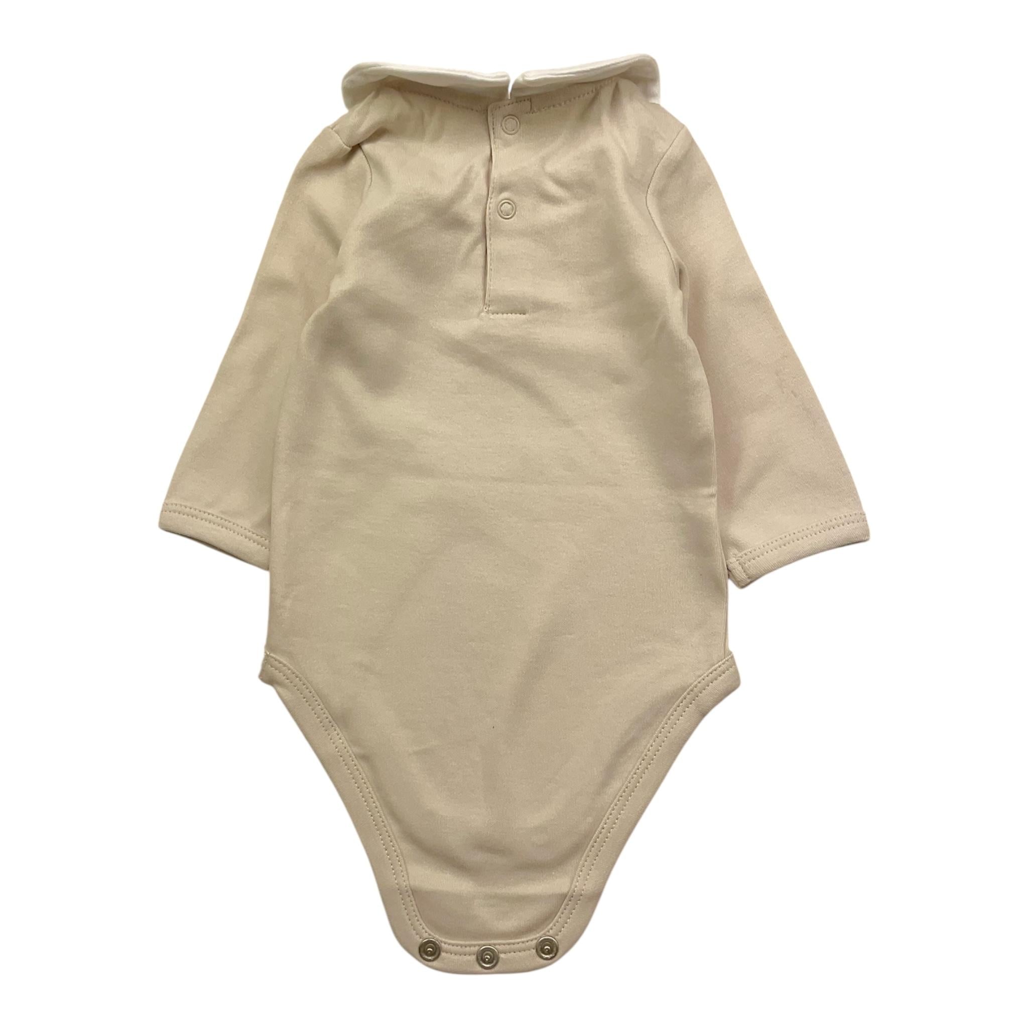 CARRE'MENT BEAU body tinta unita con colletto con stampa Beige per Neonata Y30243 BEIGE CARRE'MENT BEAU 