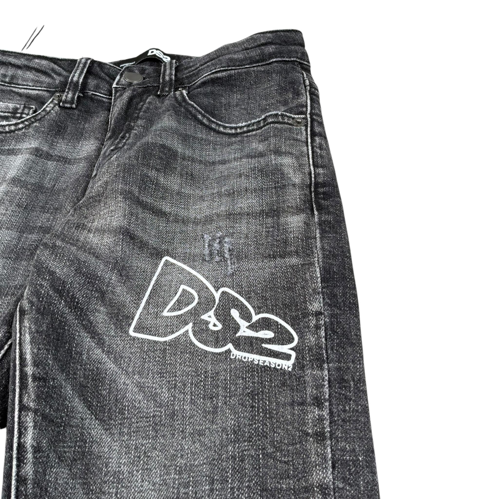 Dropseason2 Jeans Tinta Unita con Logo per Bambino SS25K012 NERO DROPSEASON2 