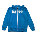 Datch Felpa Con Cappuccio E Zip Tinta Unita Con Logo Cobalto Per Bambino
