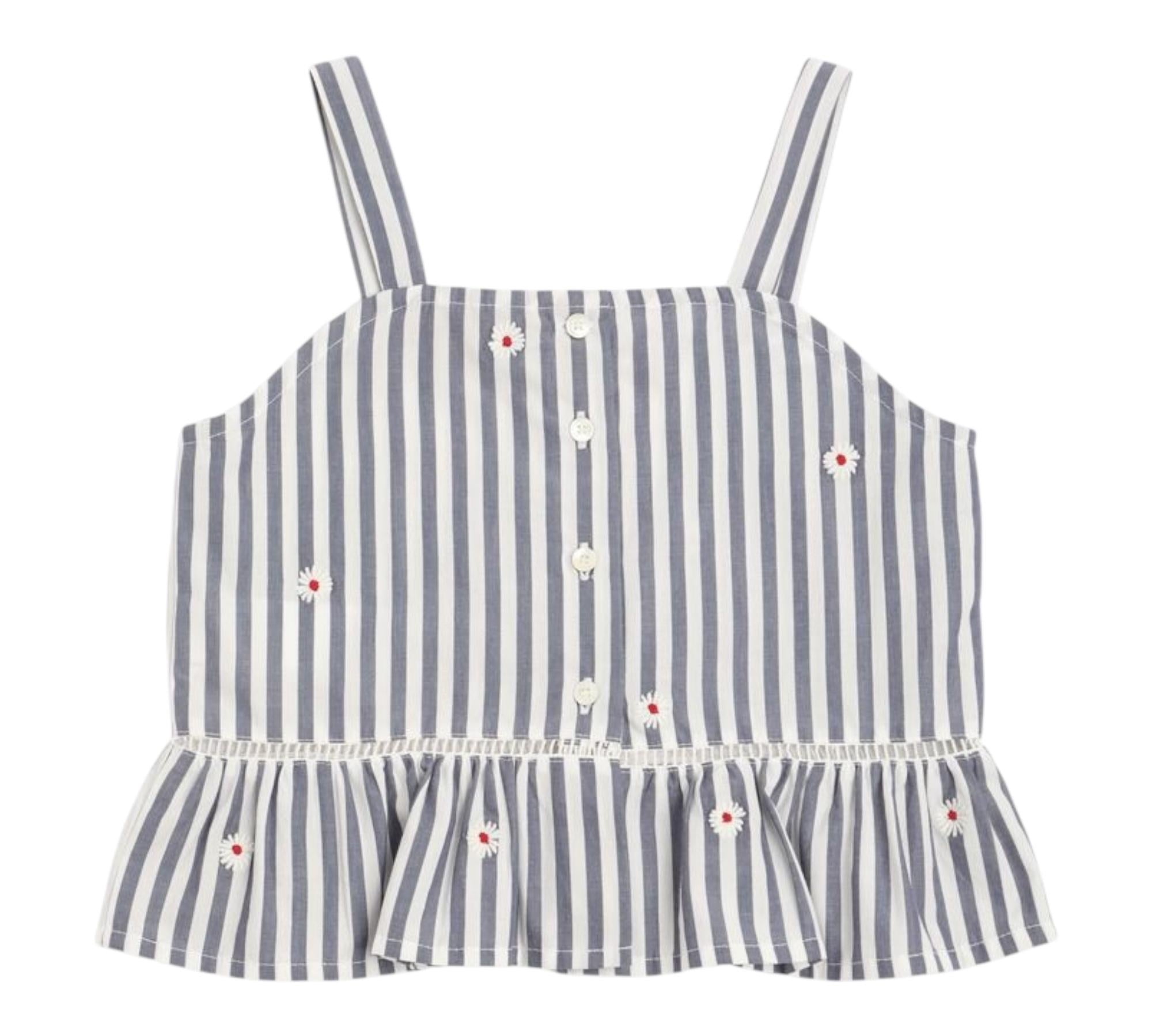 Max&Co. Top Tinta Unita con Fantasia A Righe per Bambina MX0120X BIANCO/BLU MAX&Co. 