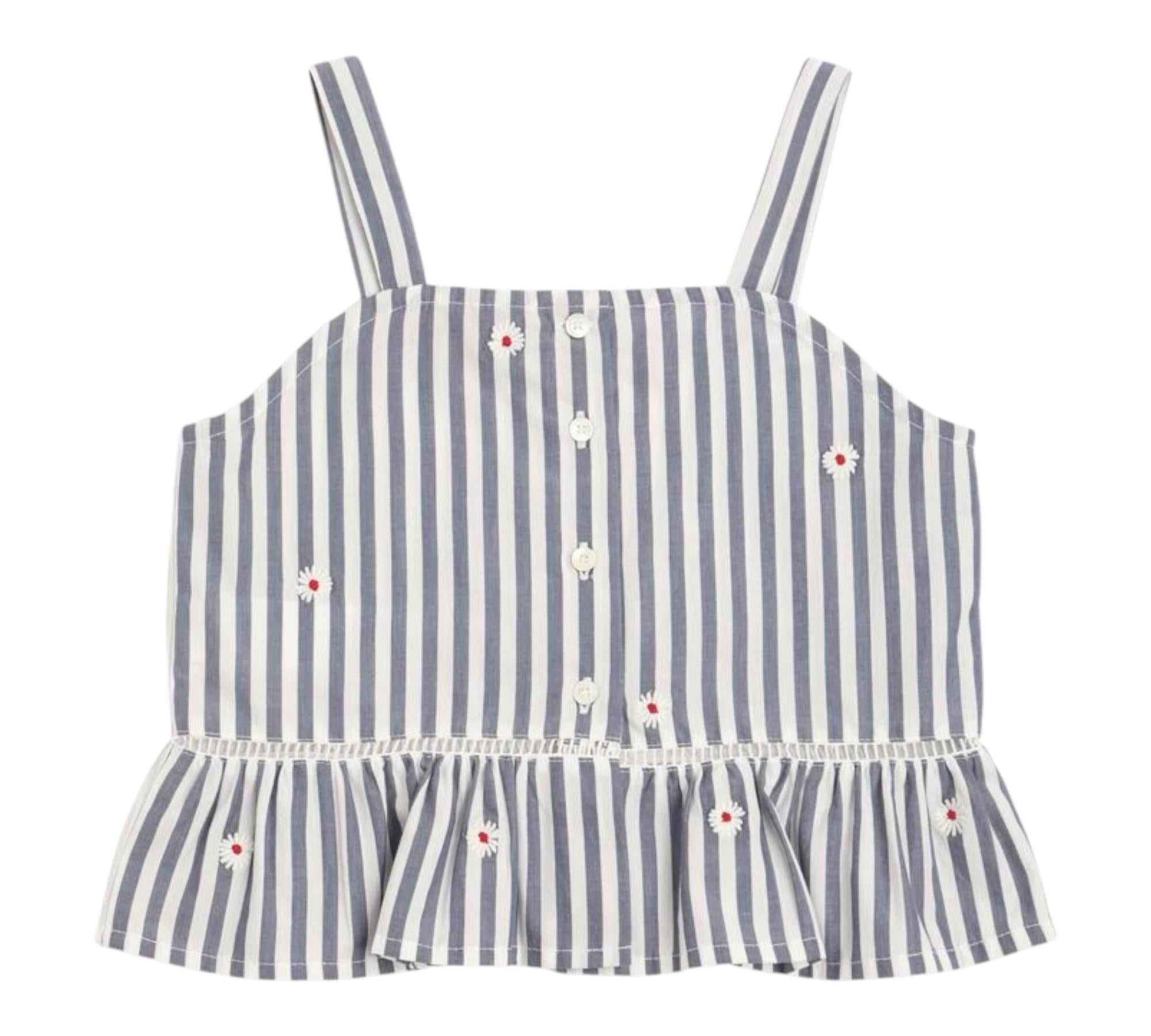 Max&Co. Top Tinta Unita con Fantasia A Righe per Bambina MX0120X BIANCO/BLU MAX&Co. 