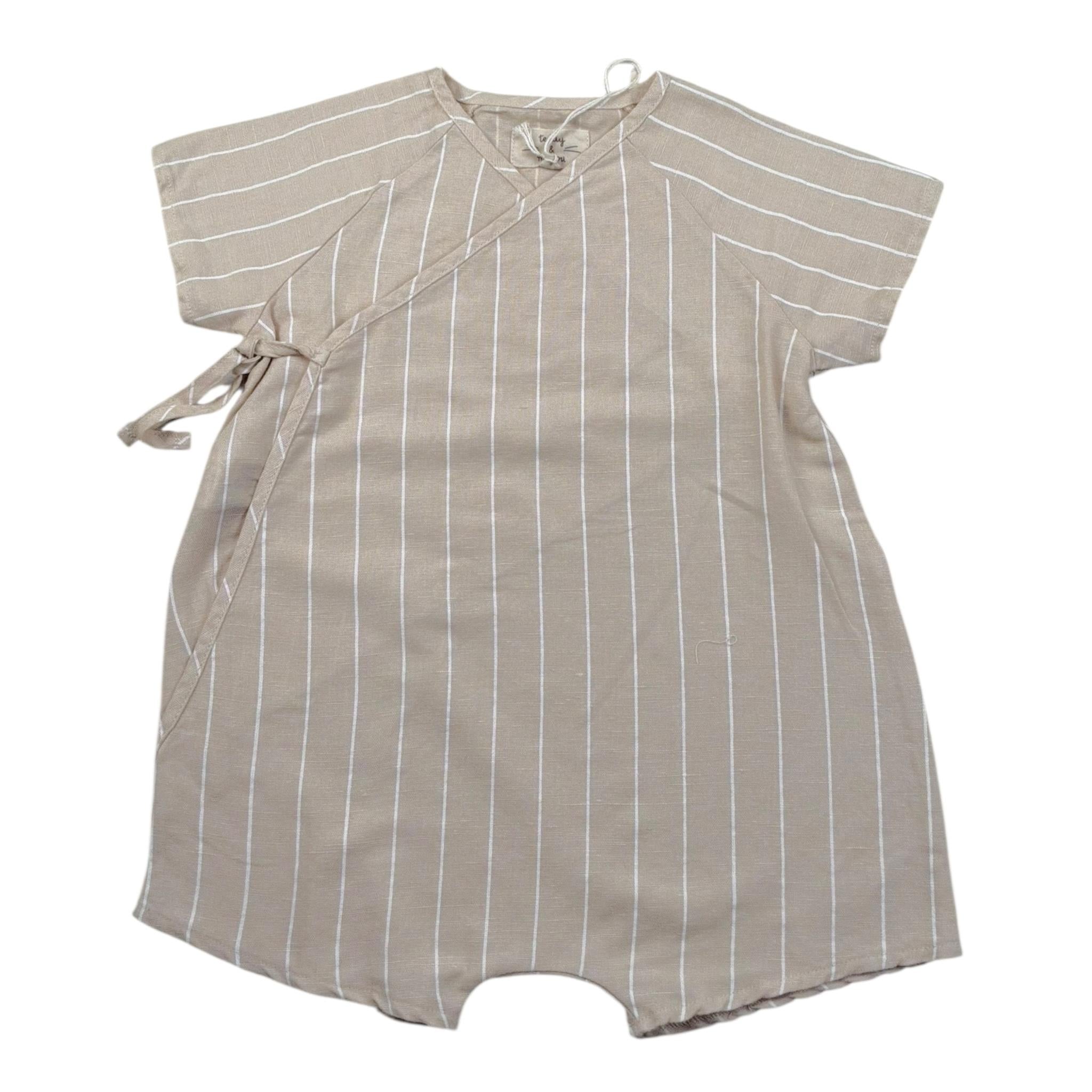 Teddy E Minou Pagliaccetto Mezza Manica Tinta Unita con Fantasia A Righe per Neonata E24TU024L6010 BEIGE TEDDY E MINOU 