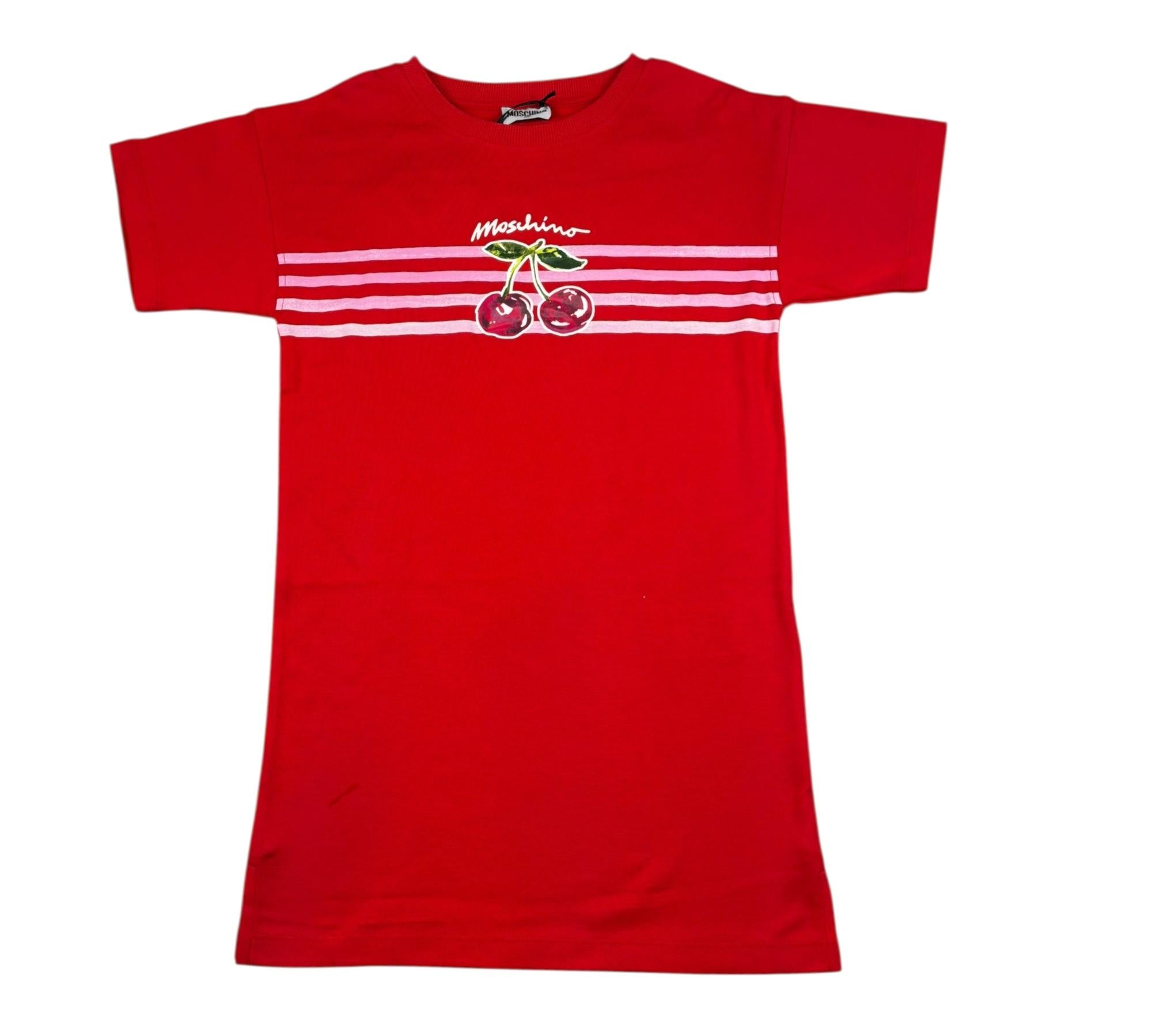 Moschino Abito Mezza Manica Tinta Unita con Stampa per Bambina HDV0HS ROSSO MOSCHINO 