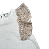 Lalalu' T-Shirt tinta unita con Balze Bianco per Bambina TSL70PB BIANCO LALALU' 