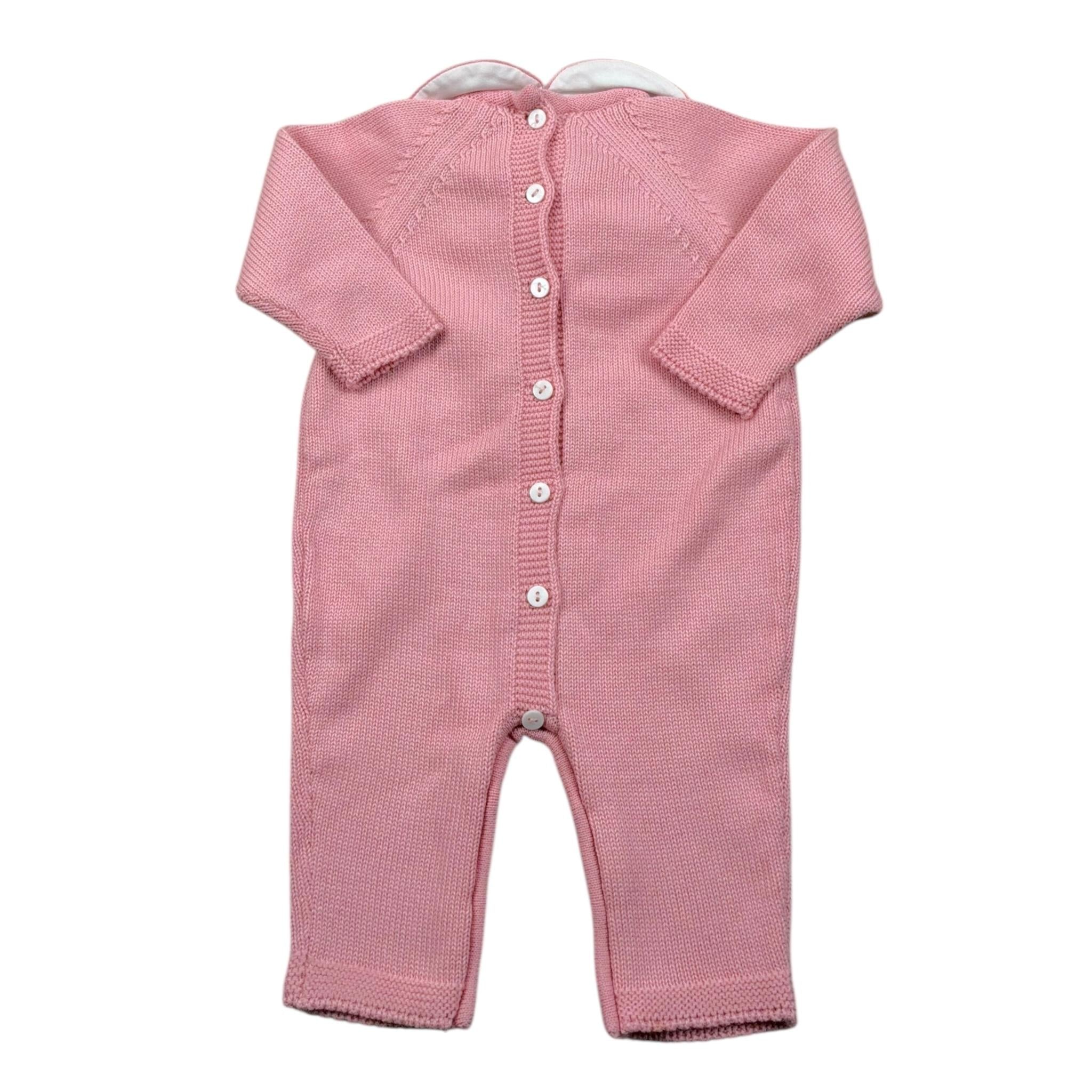 Le Coconne Tutina Tinta Unita con Ricami E Colletto per Neonata LCN0587 ROSA LE COCONNE 