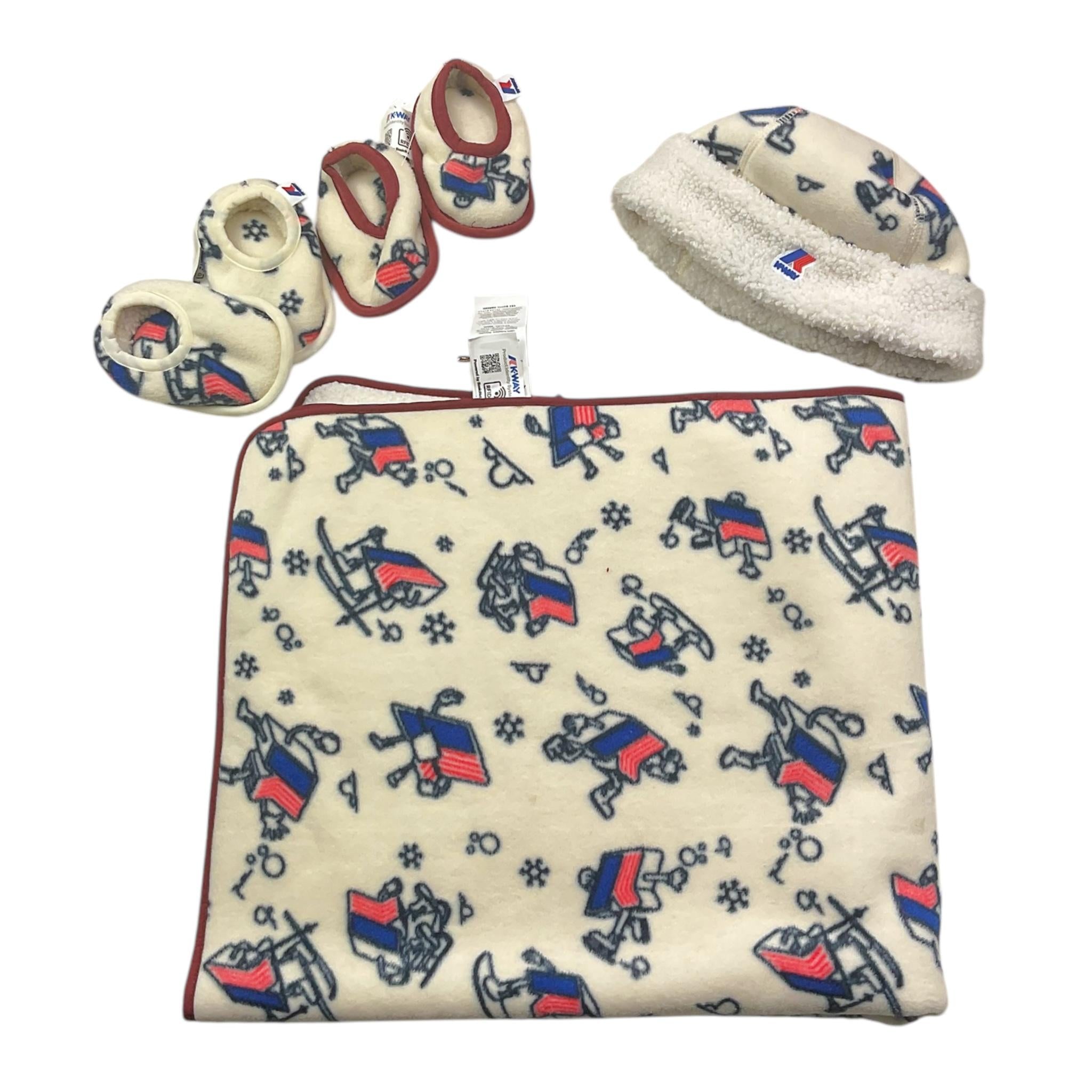 K-WAY set 4pz 2xbabbucce-cappello-coperta tinta unita con stampa Panna per Neonato K3123RWW PANNA K-WAY 