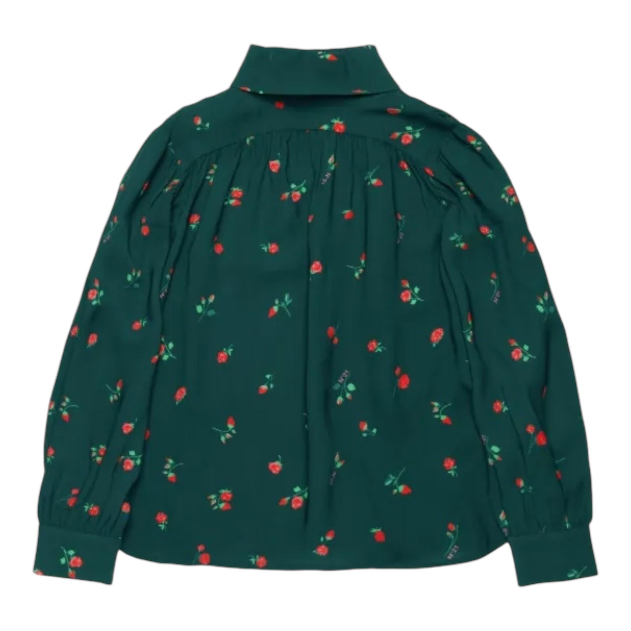 N°21 camicia tinta unita con fantasua rose Verde per Bambina N21A06 VERDE N°21 