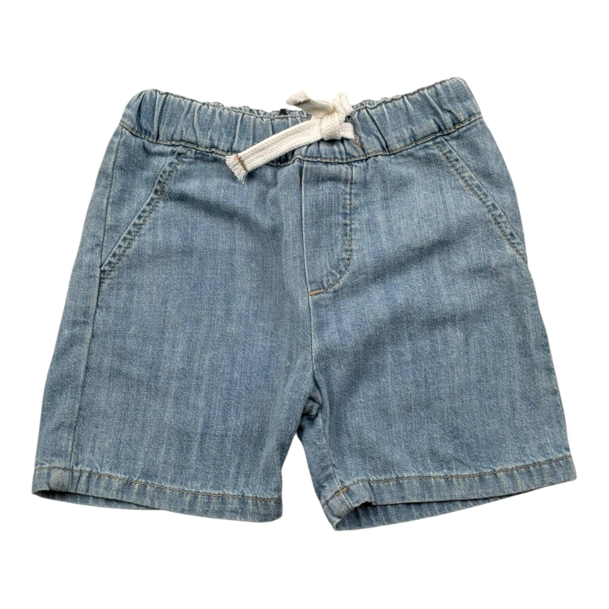 Please Bermuda Tinta Unita In Denim per Neonato RE71010B71 AZZURRO PLEASE 