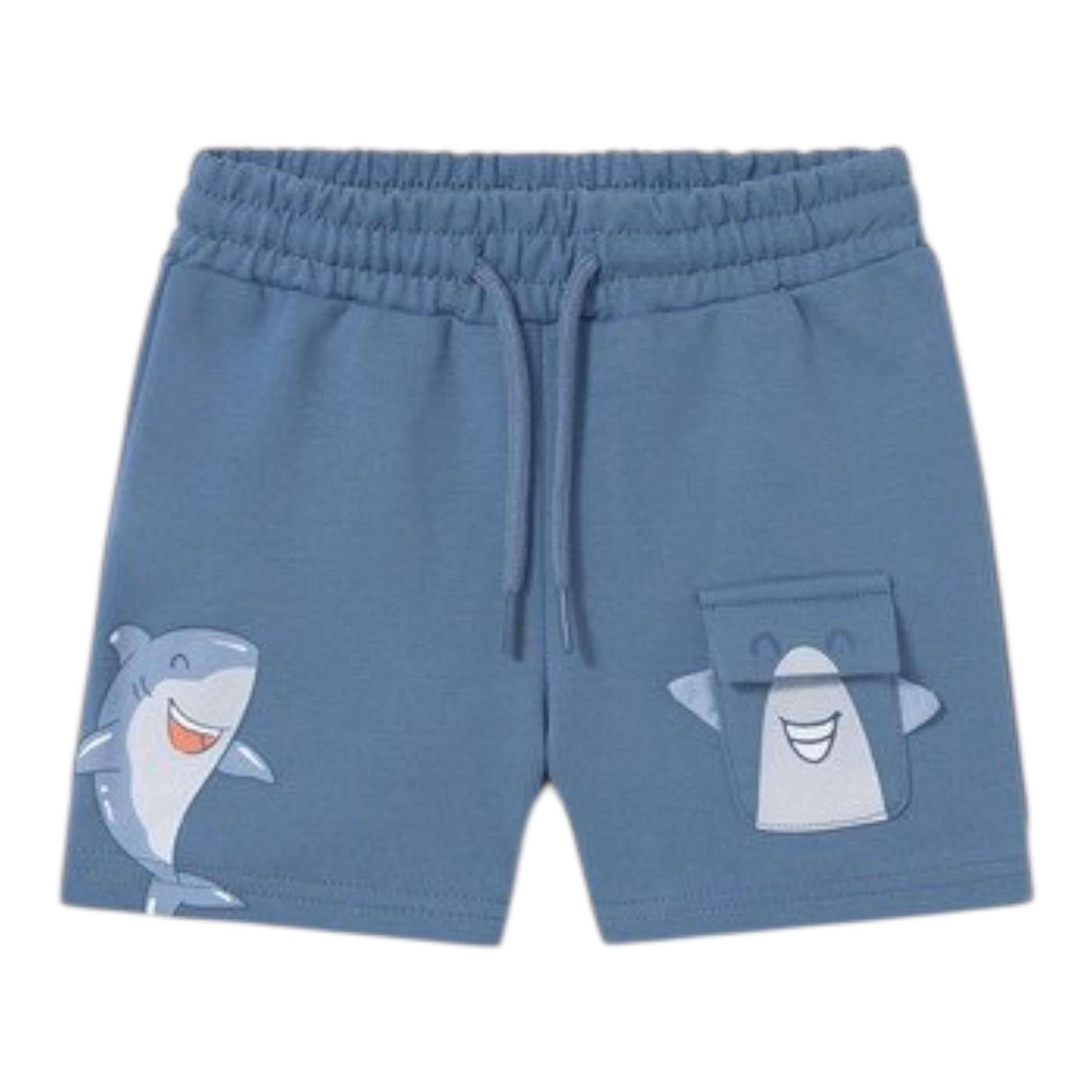 Mayoral Bermuda In Felpa Tinta Unita con Stampe per Neonato 1242X BLU MAYORAL 