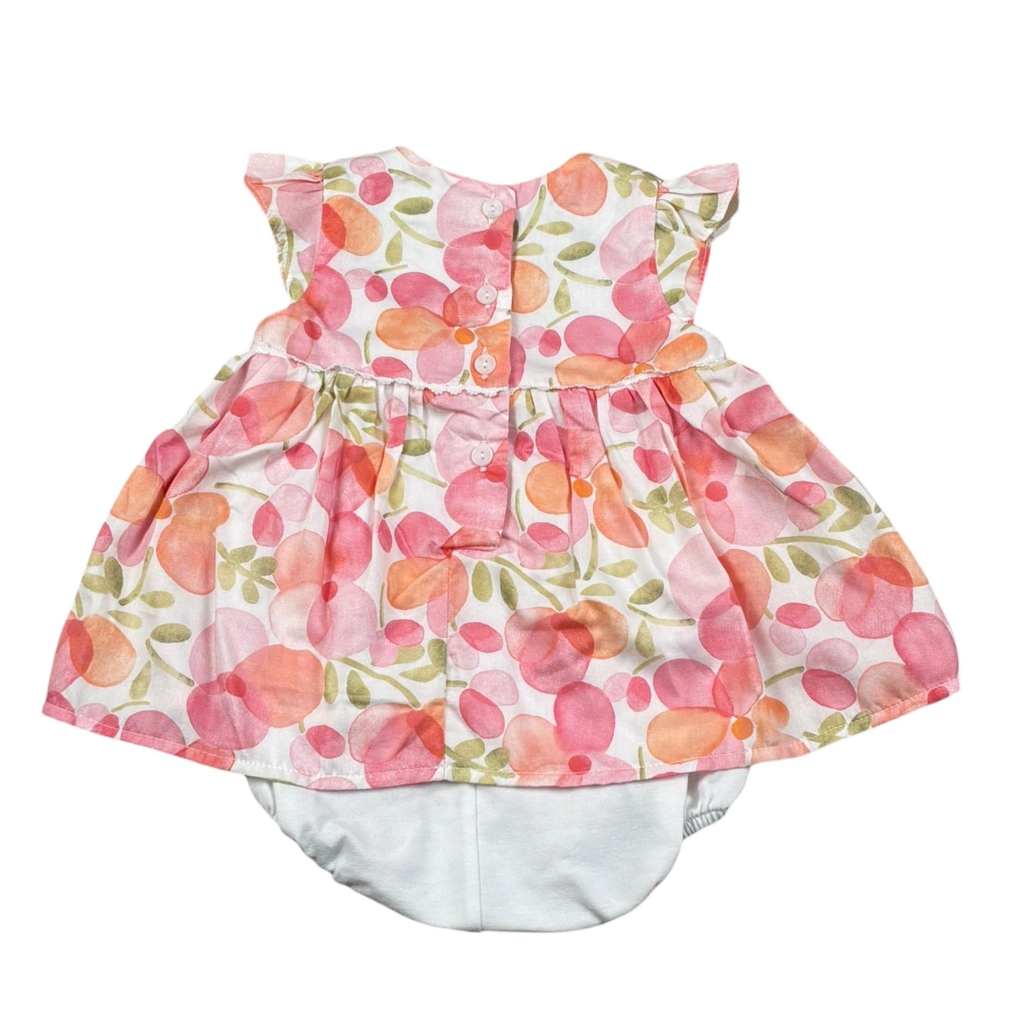 Lalalu' Pagliaccetto Tinta Unita con Stampa Fiori per Neonata PAL017P BIANCO LALALU' 