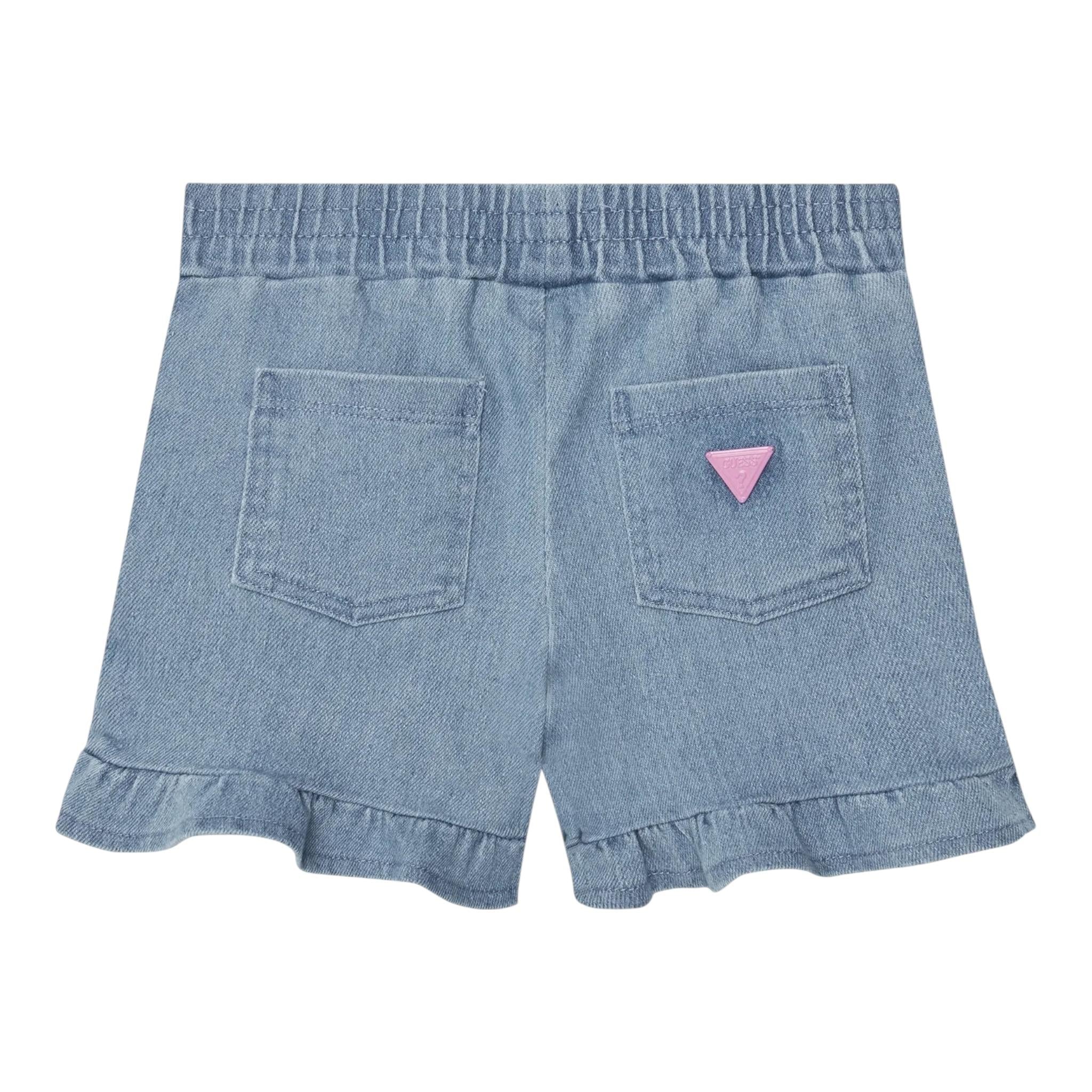 Guess Short In Denim Tinta Unita con Elastico In Vita per Neonata K5GD04D5160 AZZURRO GUESS 