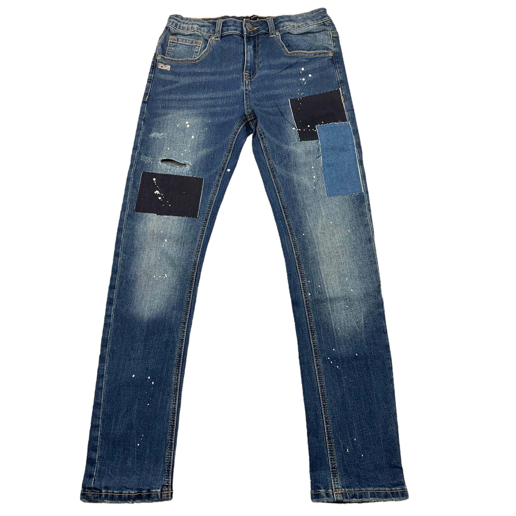 DANIELE ALESSANDRINI jeans tinta unita con toppe Blu per Bambino 1231PD00074XX BLU DANIELE ALESSANDRINI 