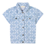 Michael Kors Abito In Denim Tinta Unita con Stampe per Bambina R30290 AZZURRO MICHAEL KORS 