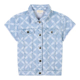 Michael Kors Abito In Denim Tinta Unita con Stampe per Bambina R30290 AZZURRO MICHAEL KORS 