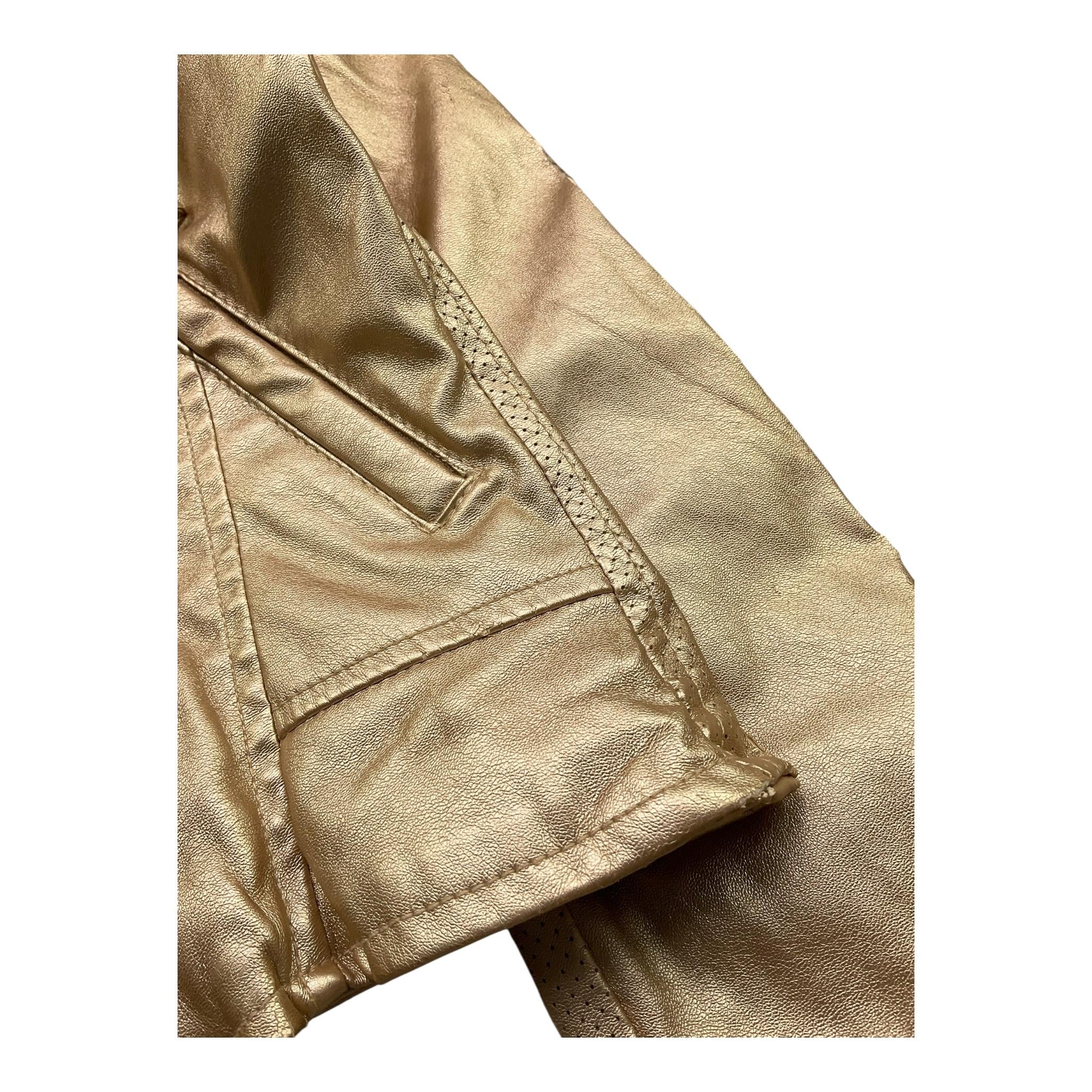 Freedomday Giubbino Ecopelle Tinta Unita con Zip per Bambina JDJD ORO FREEDOMDAY 