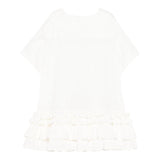 Dou Dou Abito Tinta Unita Mezza Manica con Balze per Bambina DW1A61 BIANCO DOU DOU 