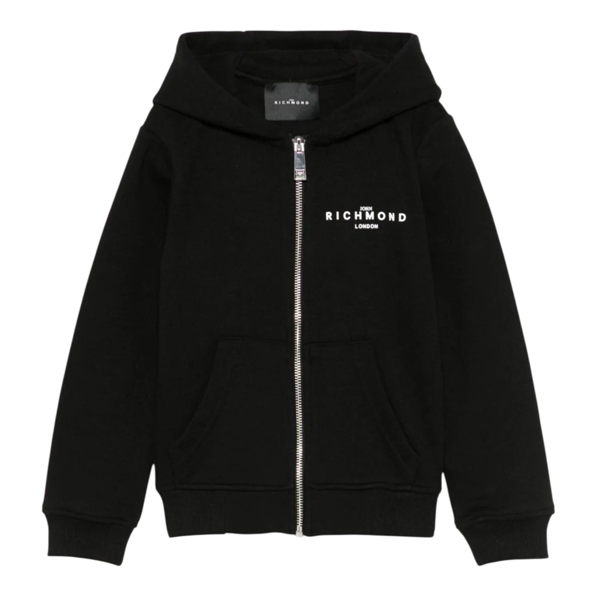 John Richmond Felpa Tinta Unita con Zip E Cappuccio per Neonato RBP25004FEX NERO JOHN RICHMOND 