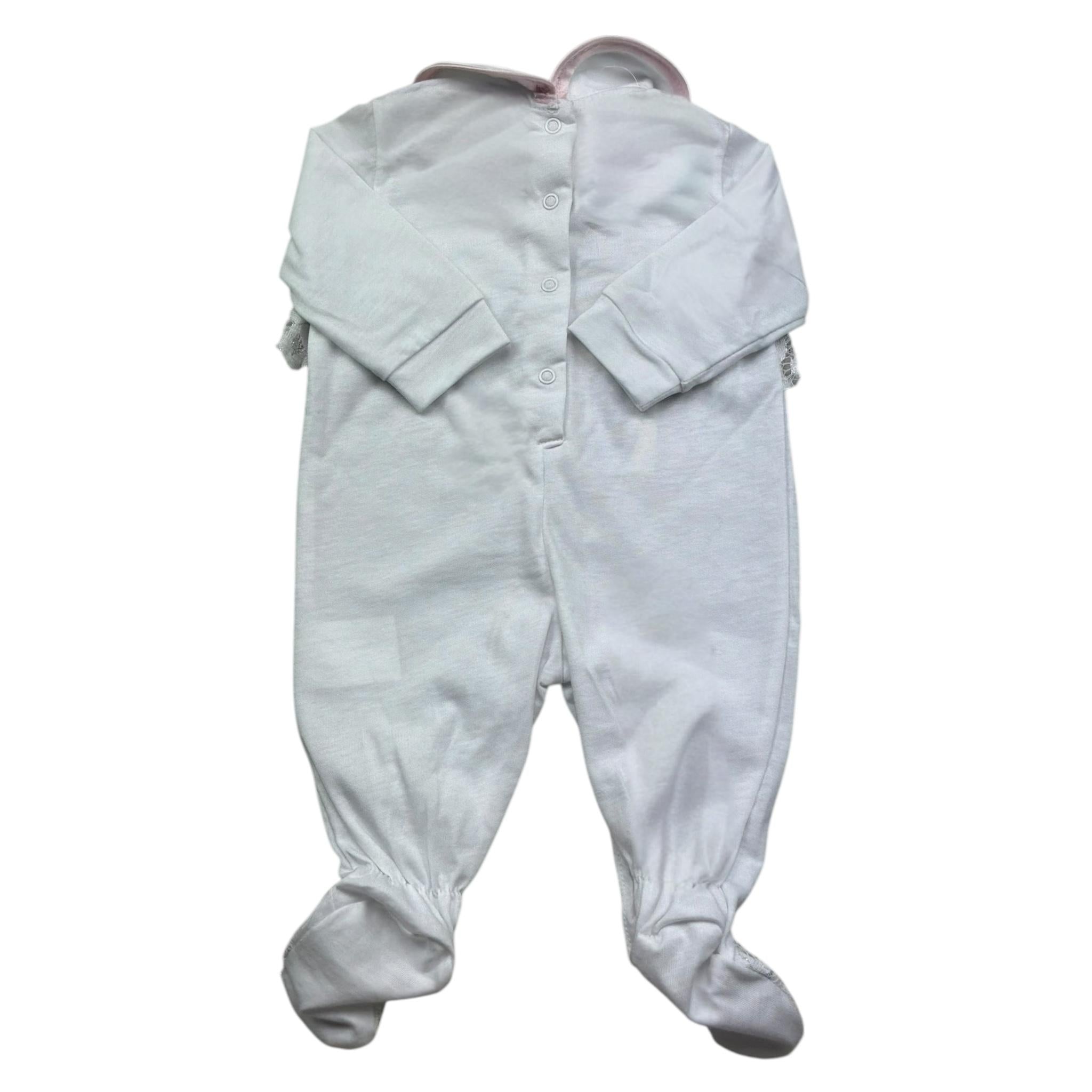 Isabel & Martinez Tutina Manica Lunga Tinta Unita con Ricami per Neonata IM25N435 BIANCO ISABEL & MARTINEZ 