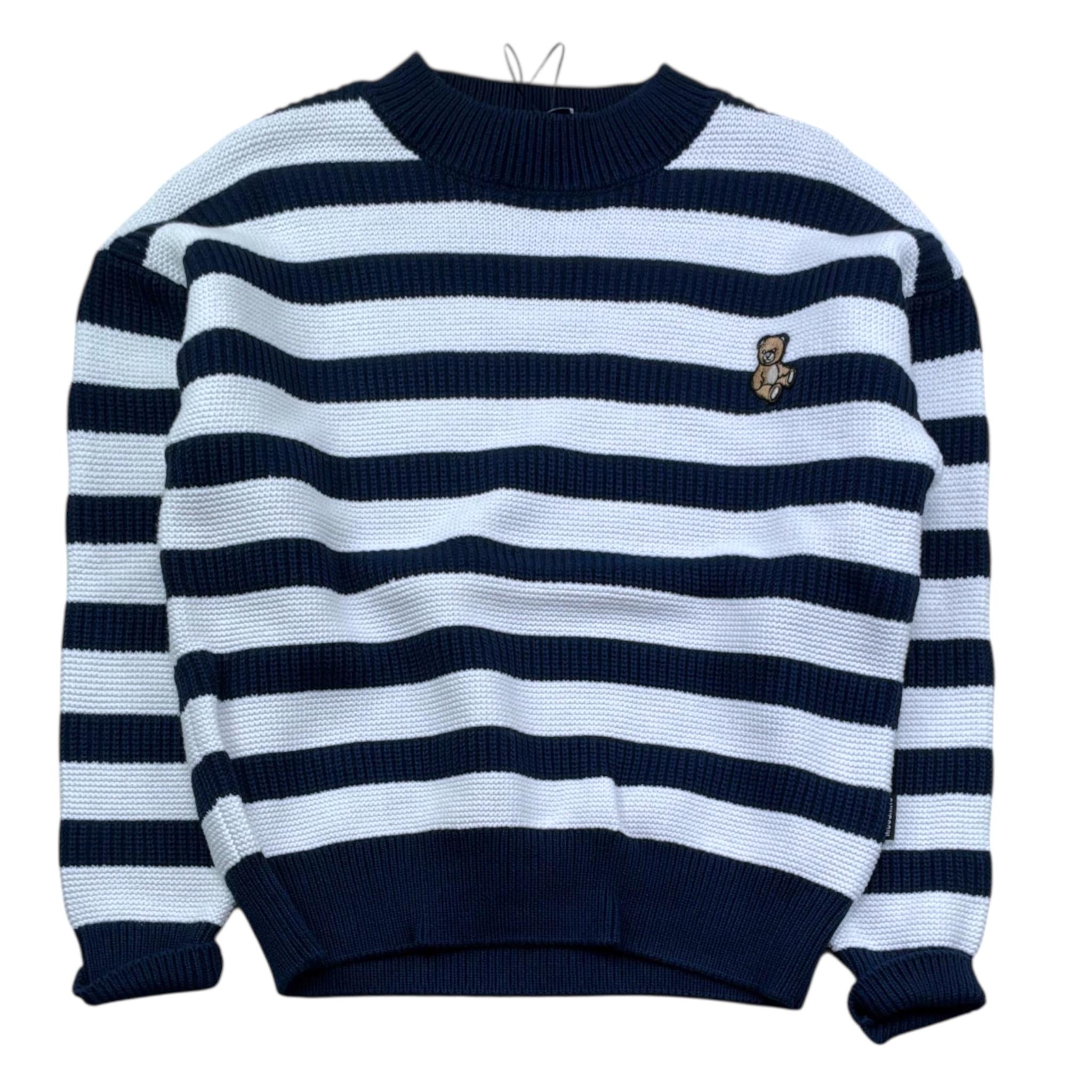 Moschino Maglia Bicolore con Fantasia A Righe per Bambina HUW01B BIANCO/BLU MOSCHINO 