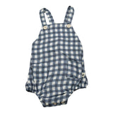 Petit Indi Salopette Bicolore con Fantasia A Quadri per Neonata SS25B1433 BIANCO/BLU PETIT INDI 