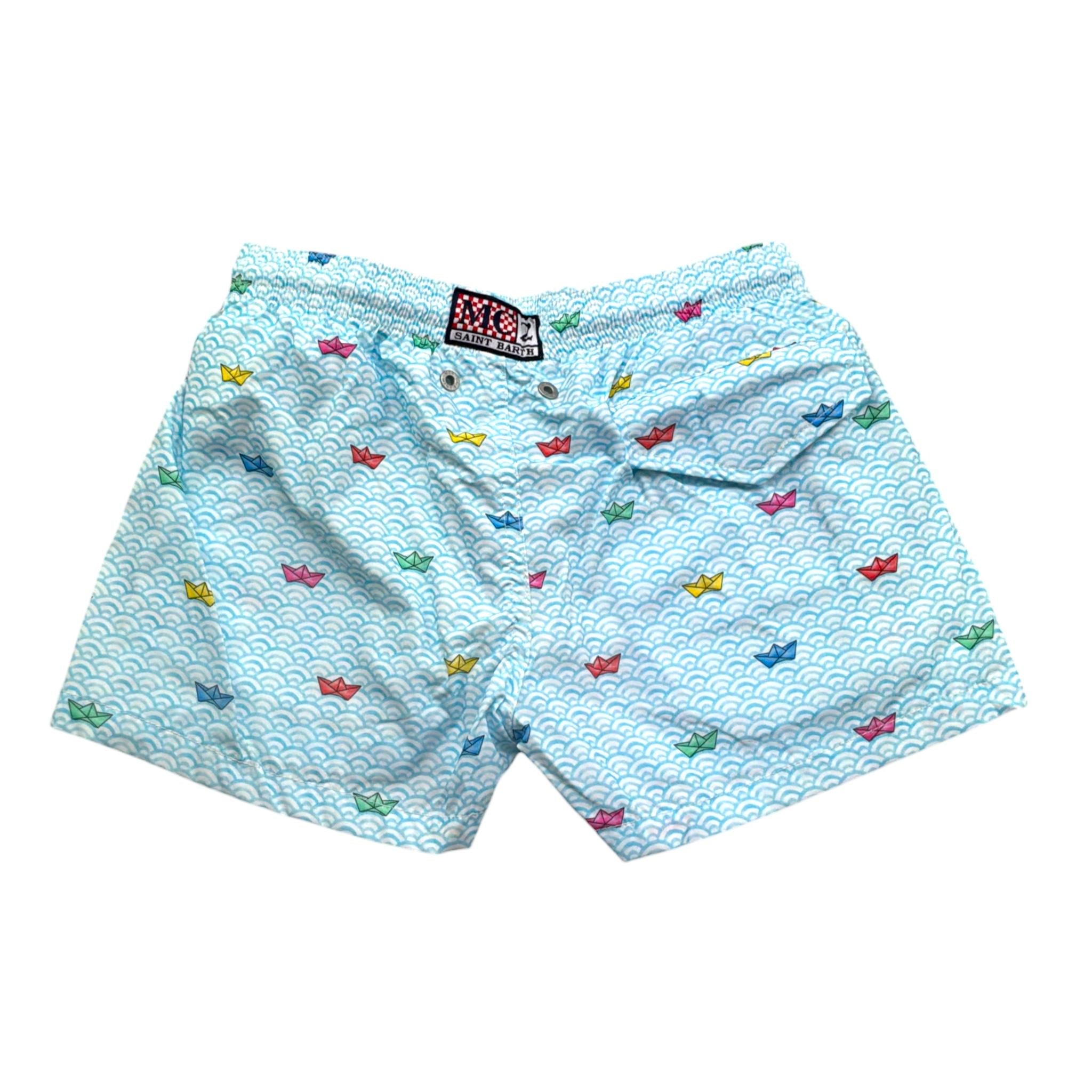 Saint Barth Costume Modello Boxer Tinta Unita con Stampa per Bambino 00995L BIANCO SAINT BARTH 