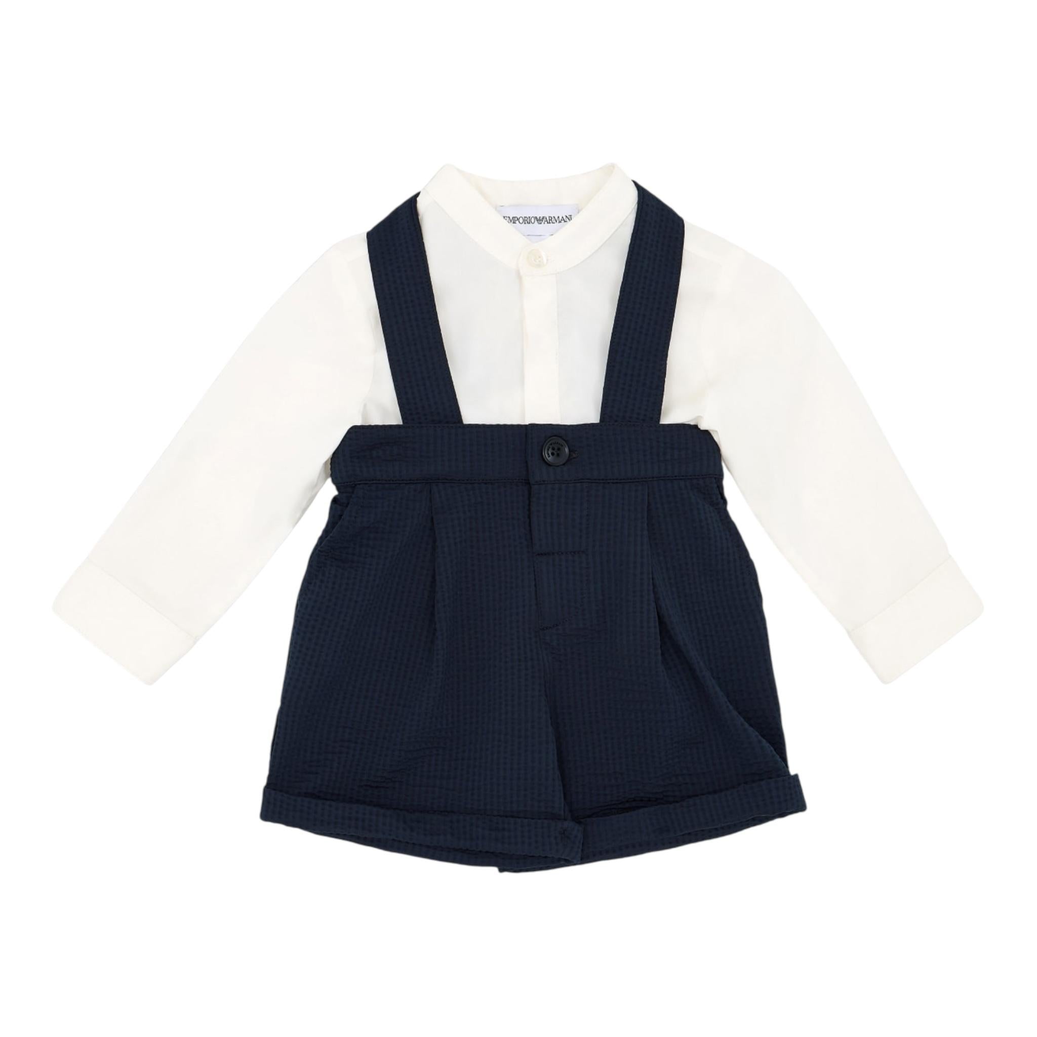 Emporio Armani Completo 2 Pezzi Camicia-Bermuda Bicolore per Neonato EB000178 BIANCO/BLU EMPORIO ARMANI 