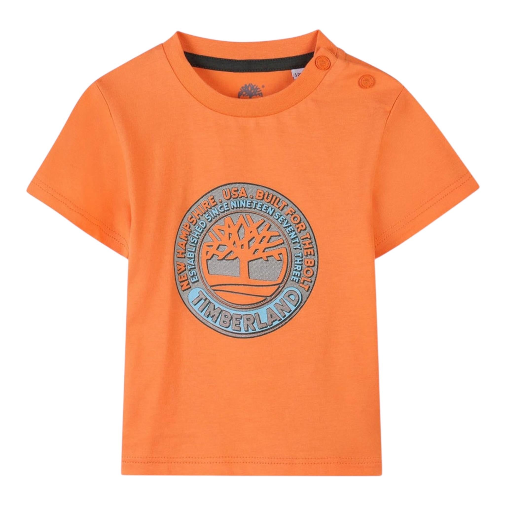 Timberland T-Shirt Girocollo Tinta Unita con Stampa per Neonato T60508 ARANCIONE TIMBERLAND 