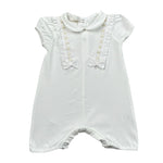 Ninnaoh Pagliaccetto Mezza Manica Tinta Unita con Ricami per Neonata E2471P BIANCO NINNAOH 