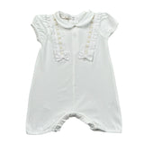 Ninnaoh Pagliaccetto Mezza Manica Tinta Unita con Ricami per Neonata E2471P BIANCO NINNAOH 