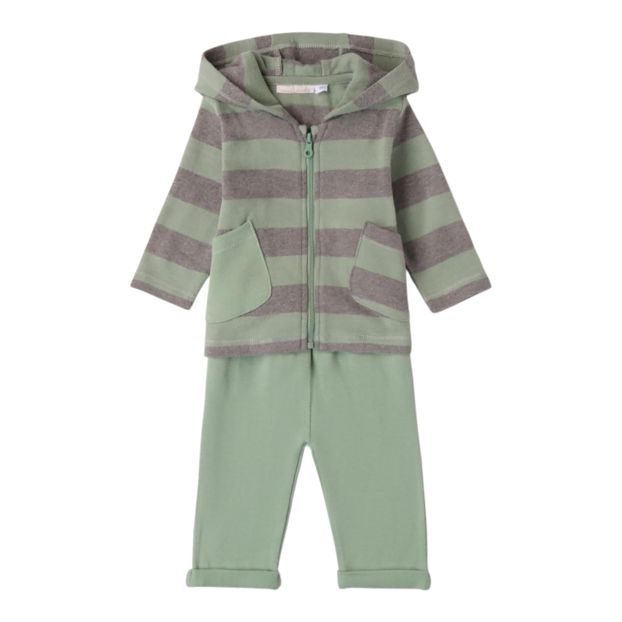 MINI BANDA completo 2pz bicolore con fantasia a righe Verde per Neonato 37647 VERDE MINI BANDA 