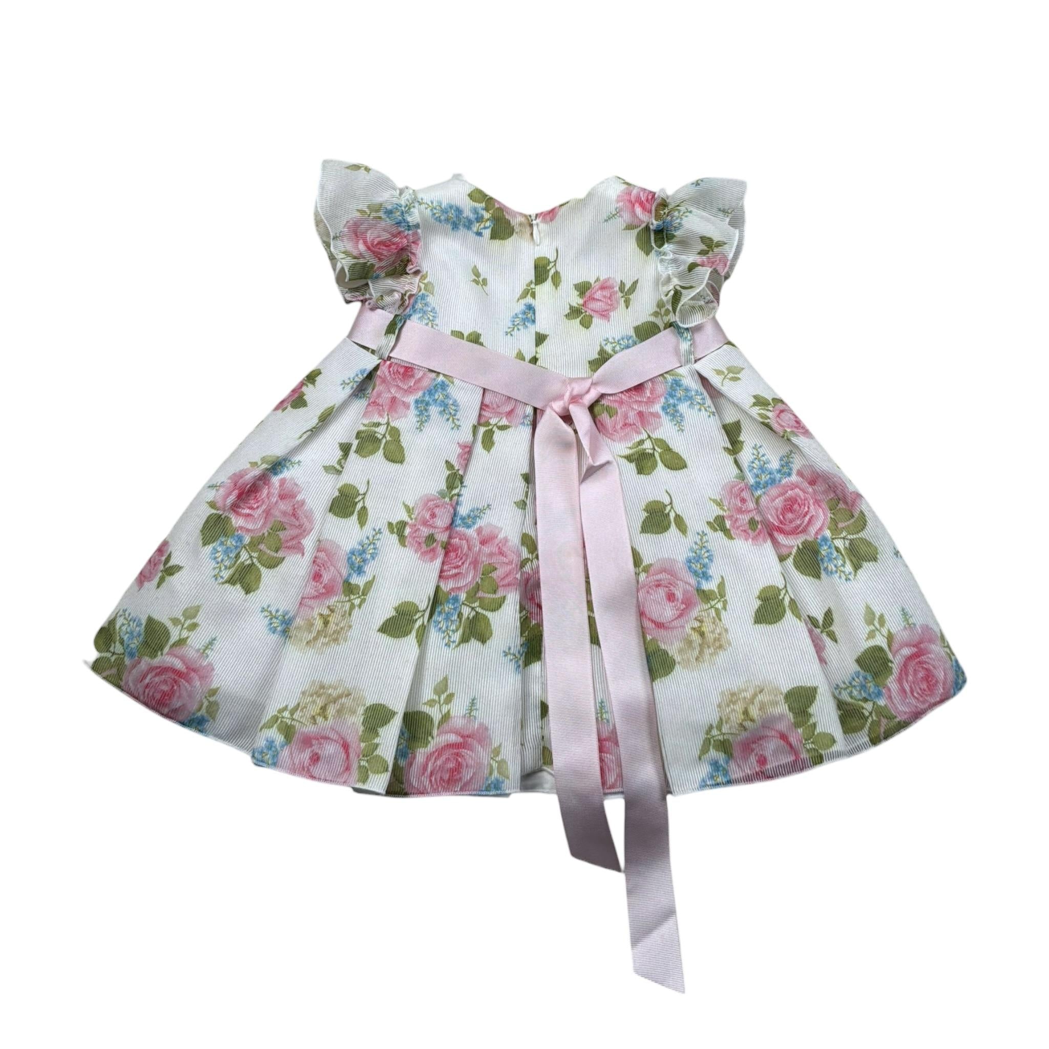 Aletta Abito Cerimonia Tinta Unita con Fantasia per Neonata HR23540 PANNA ALETTA 