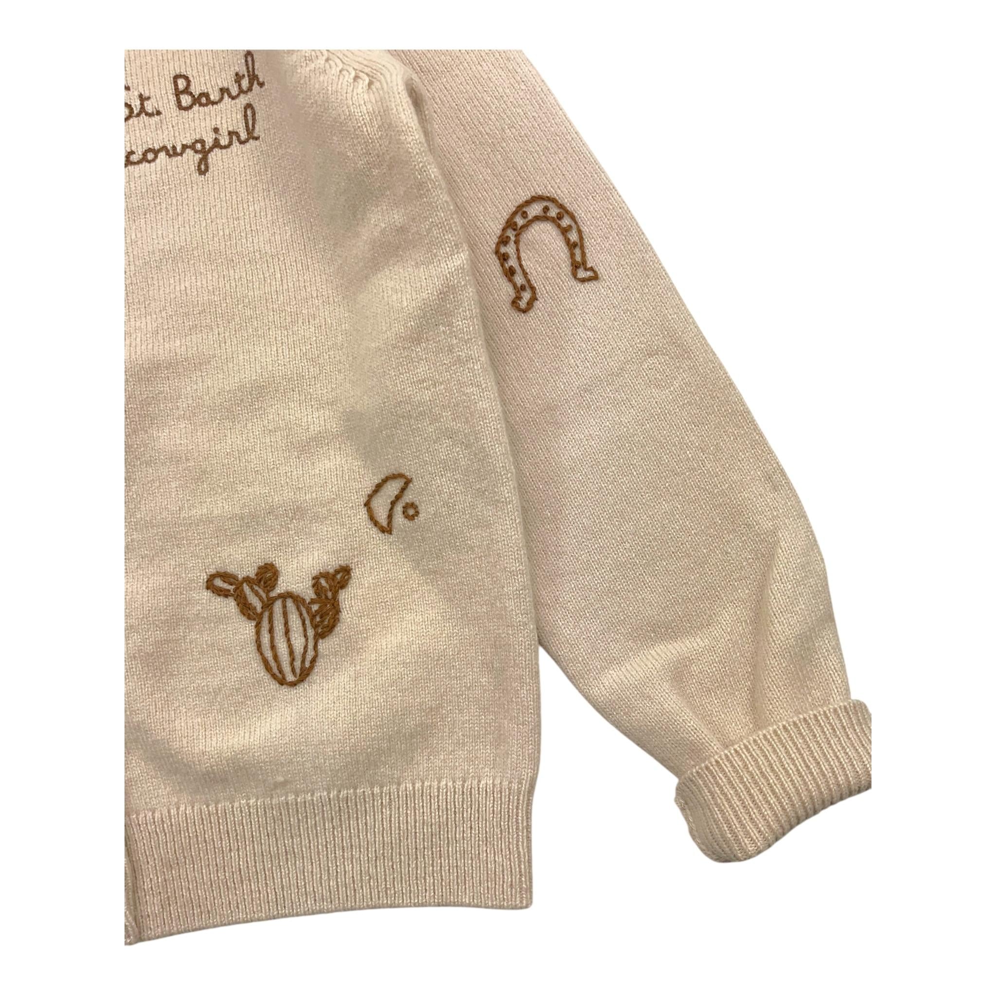 SAINT BARTH cardigan tinta unita con stampa Beige per Bambina BLL005 BEIGE SAINT BARTH 
