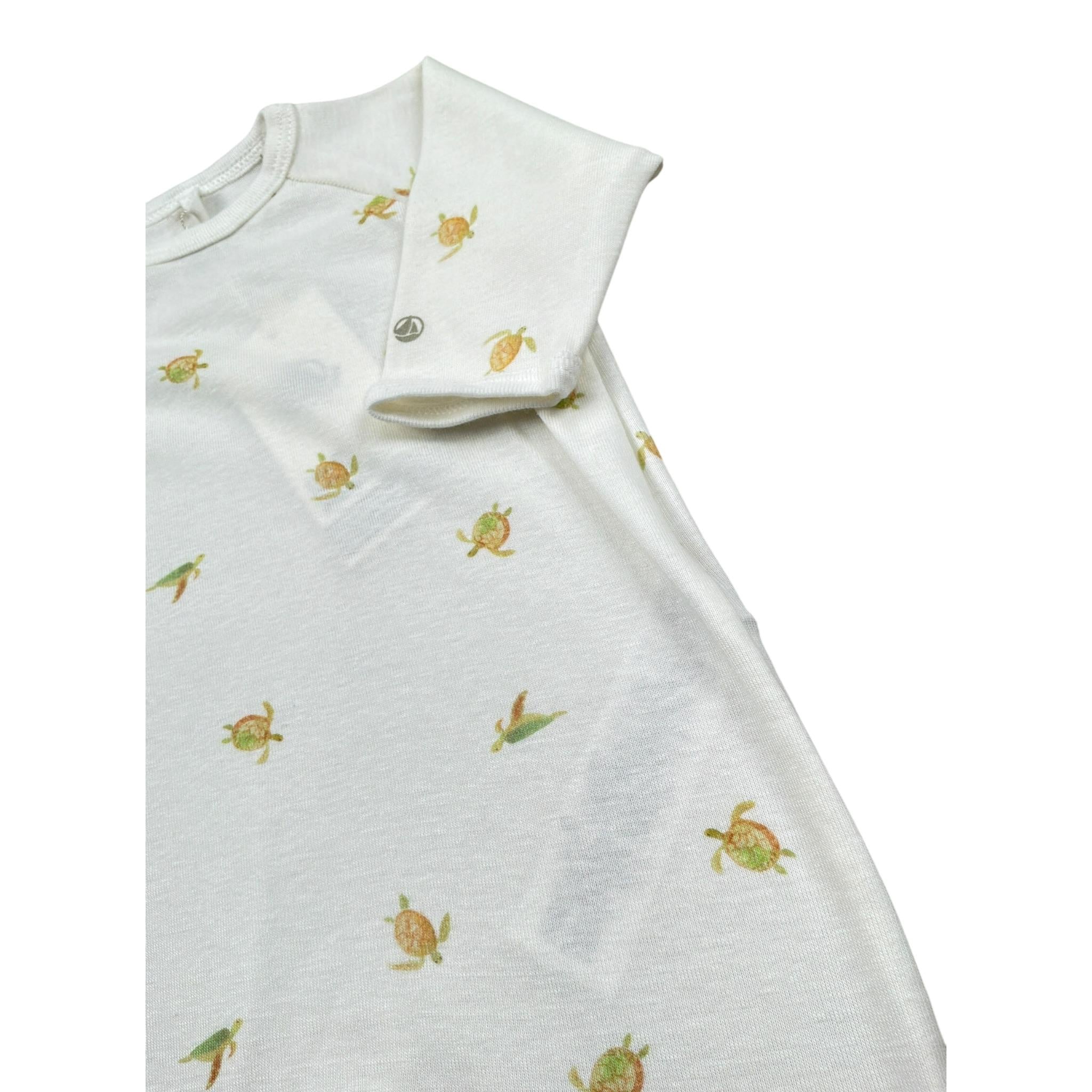 Petit Bateau Tutina tinta unita con Stampa Panna per Neonato A09GF PANNA PETIT BATEAU 