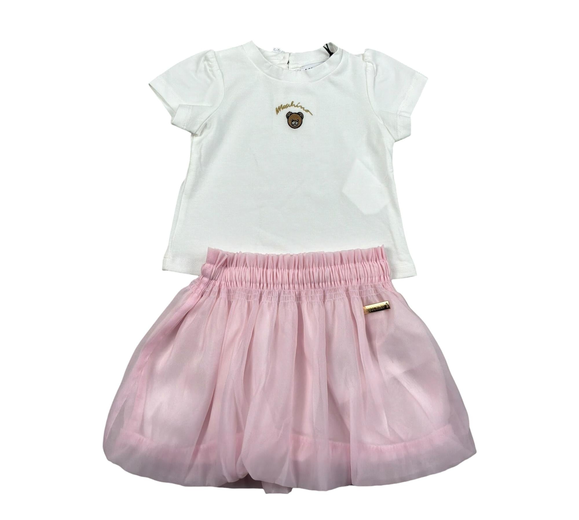 Moschino Completo 2 T-Shirt-Gonne per Neonata MDG01S BIANCO/ROSA MOSCHINO 