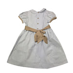 Jesvrvm Abito Mezza Manica Tinta Unita con Fantasia A Righe per Bambina IRIS BIANCO JESVRVM 