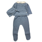 VALENTINA BEBES cmpleto 3 pezzi maglia-ghetina-cappello tinta unita Azzurro per Neonata PSA80 AZZURRO VALENTINA BEBES 