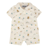 Moschino Pagliaccetto Tinta Unita con Stampa per Neonata MUY07J PANNA MOSCHINO 