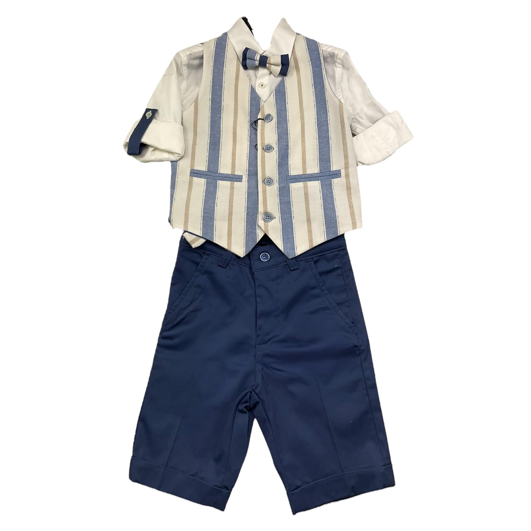 Mai'S Kids Completo 4 Pezzi Camicia-Papillon-Gilet-Bermuda per Bambino EMANUEL BLU MAI'S KIDS 