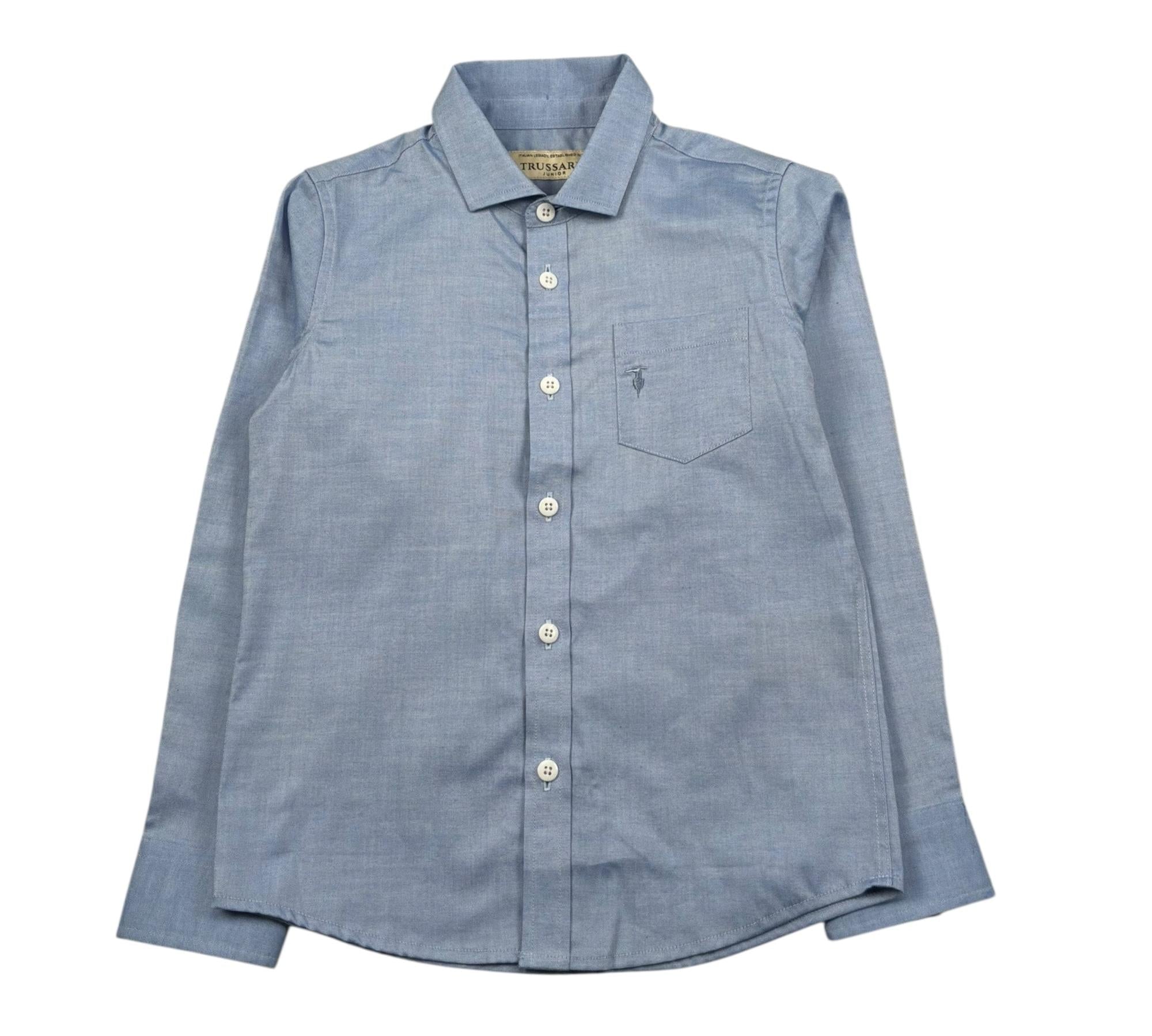 Trussardi Camicia Manica Lunga Tinta Unita per Bambino TBP26136CA AZZURRO TRUSSARDI 