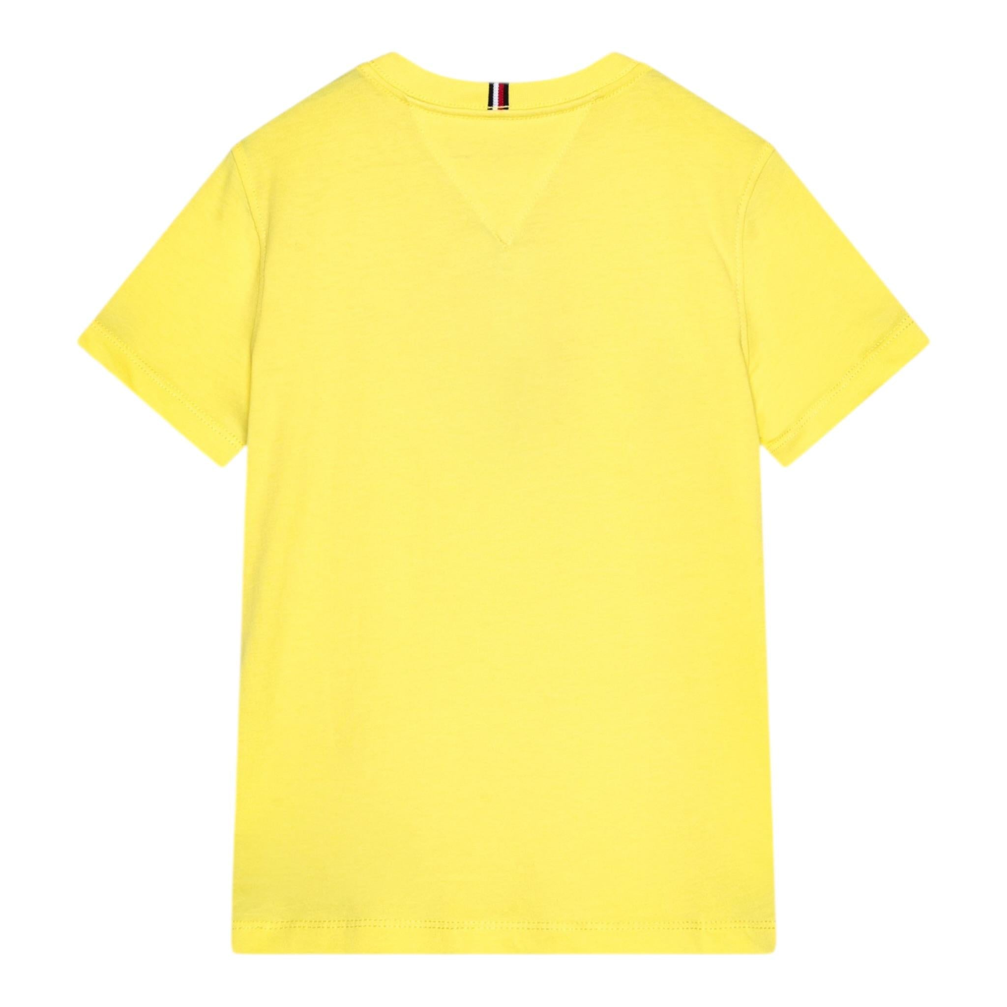 Tommy Hilfiger T-Shirt Girocollo Tinta Unita con Logo per Bambino KB0KB06879X GIALLO TOMMY HILFIGER 