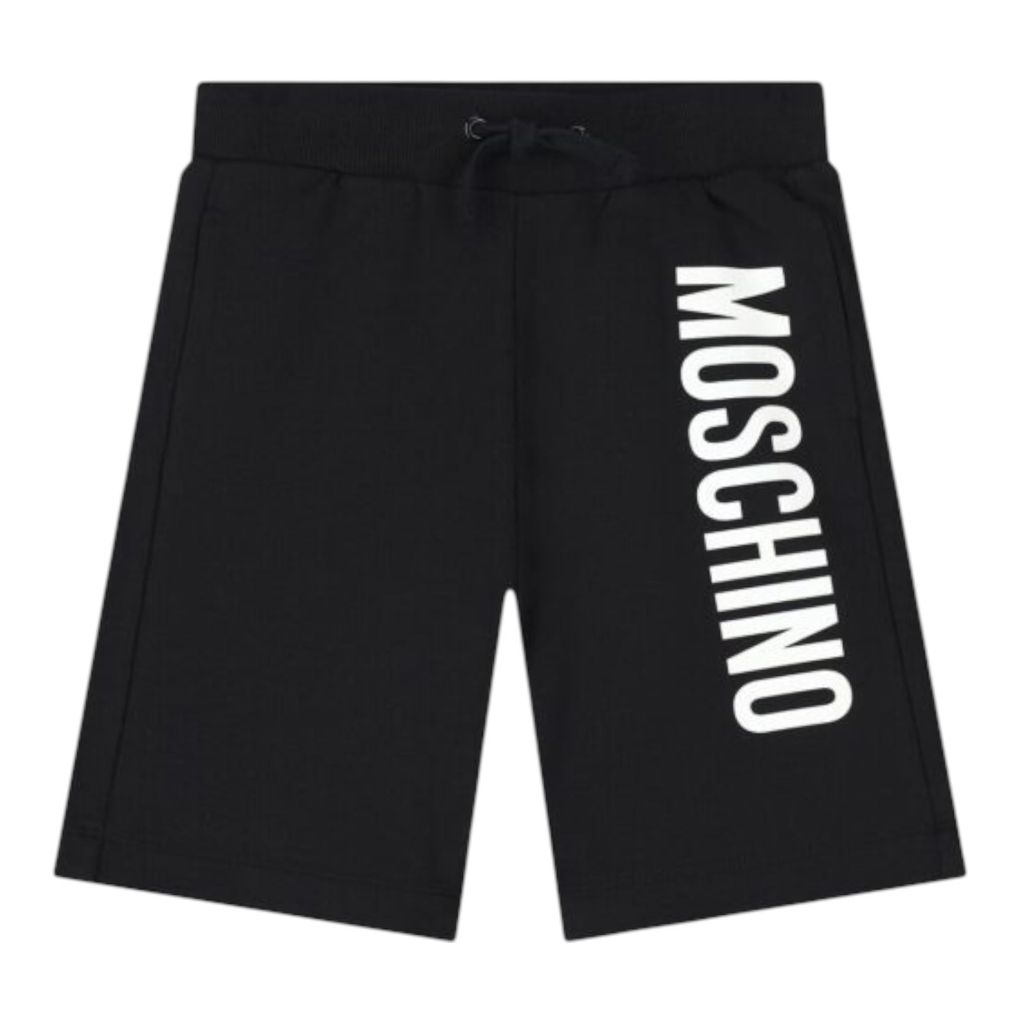 Moschino Bermuda In Tuta Tinta Unita con Logo per Bambino HUQ02FX NERO MOSCHINO 