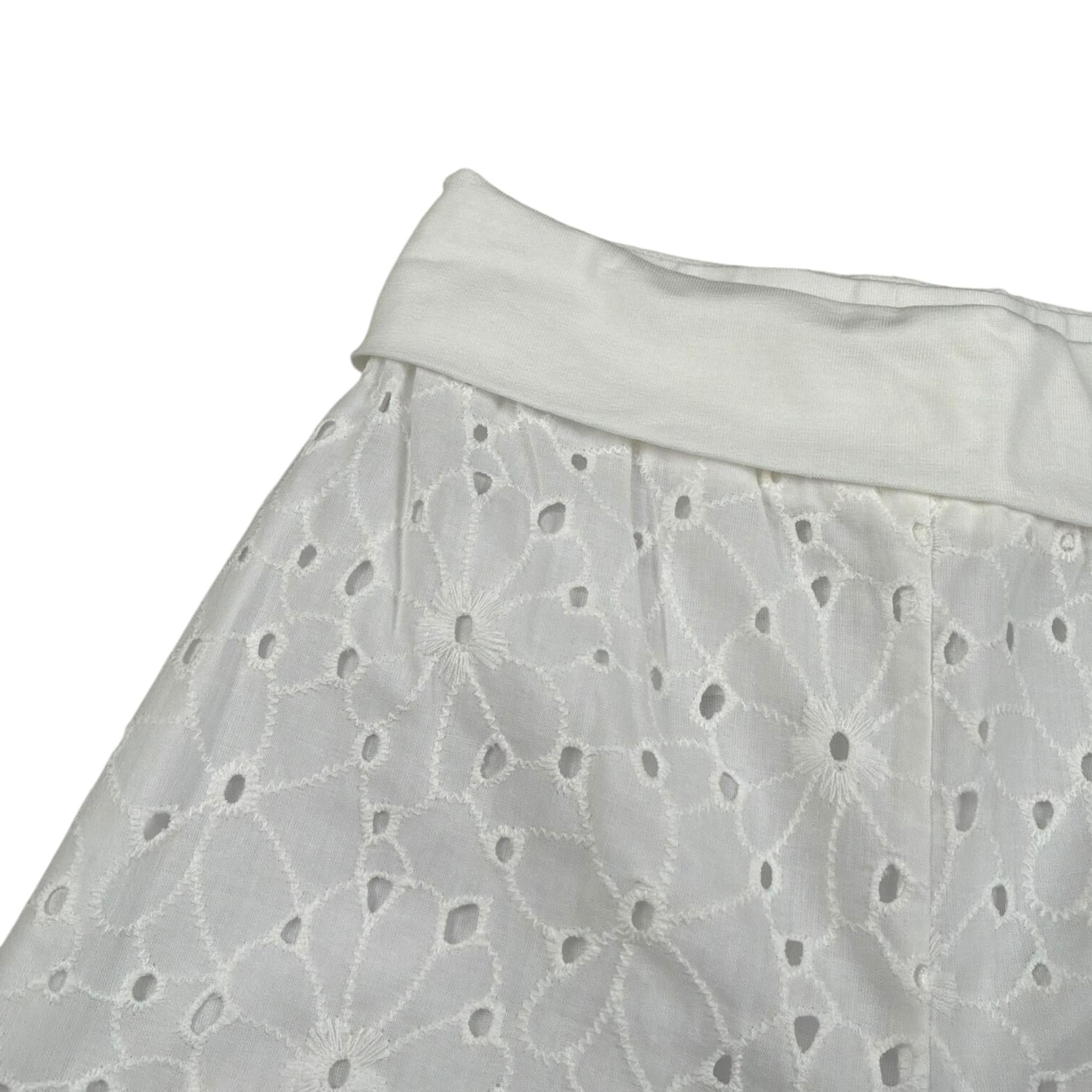 M+E' Pantalone Palazzo Tinta Unita In Pizzo Sangallo per Bambina UE1801 BIANCO M+E' 