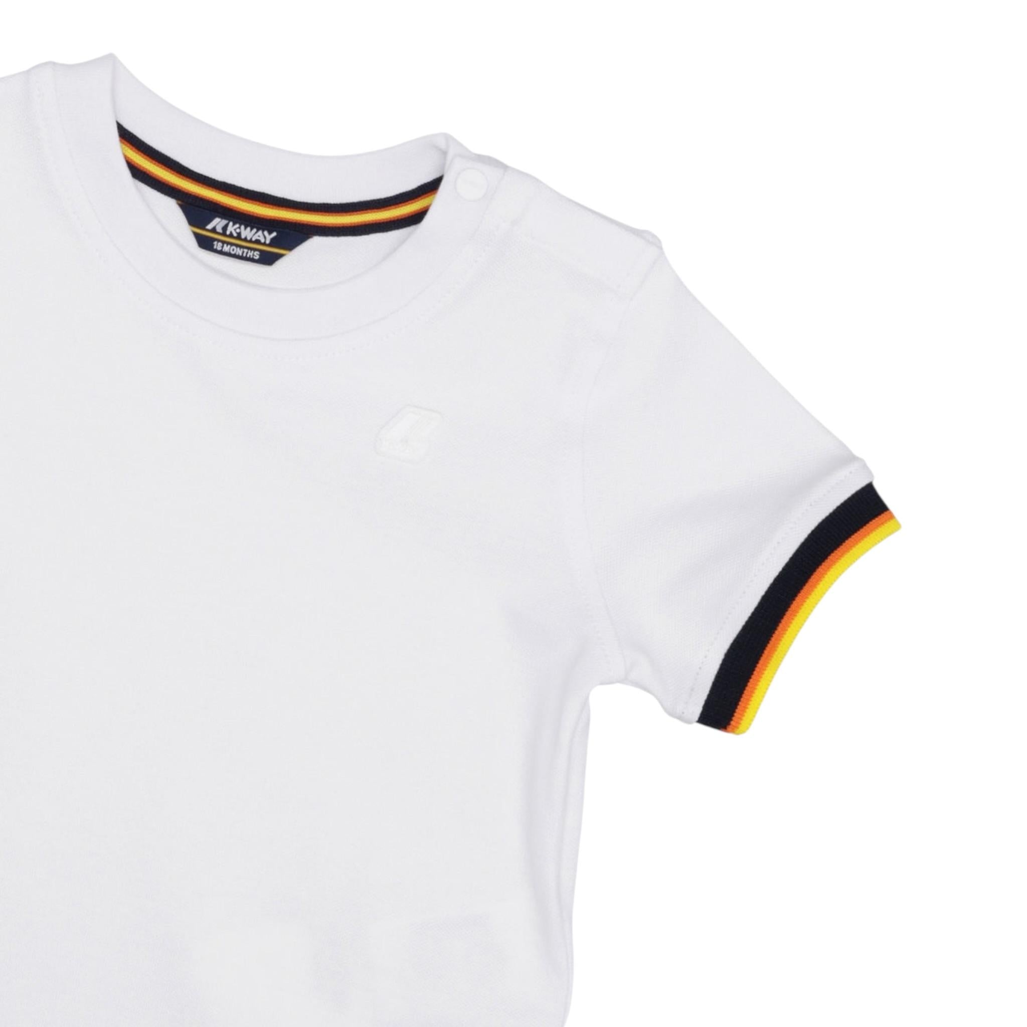 K-Way T-Shirt Tinta Unita Girocollo con Profili In Contrasto per Neonato K41319W BIANCO K-WAY 