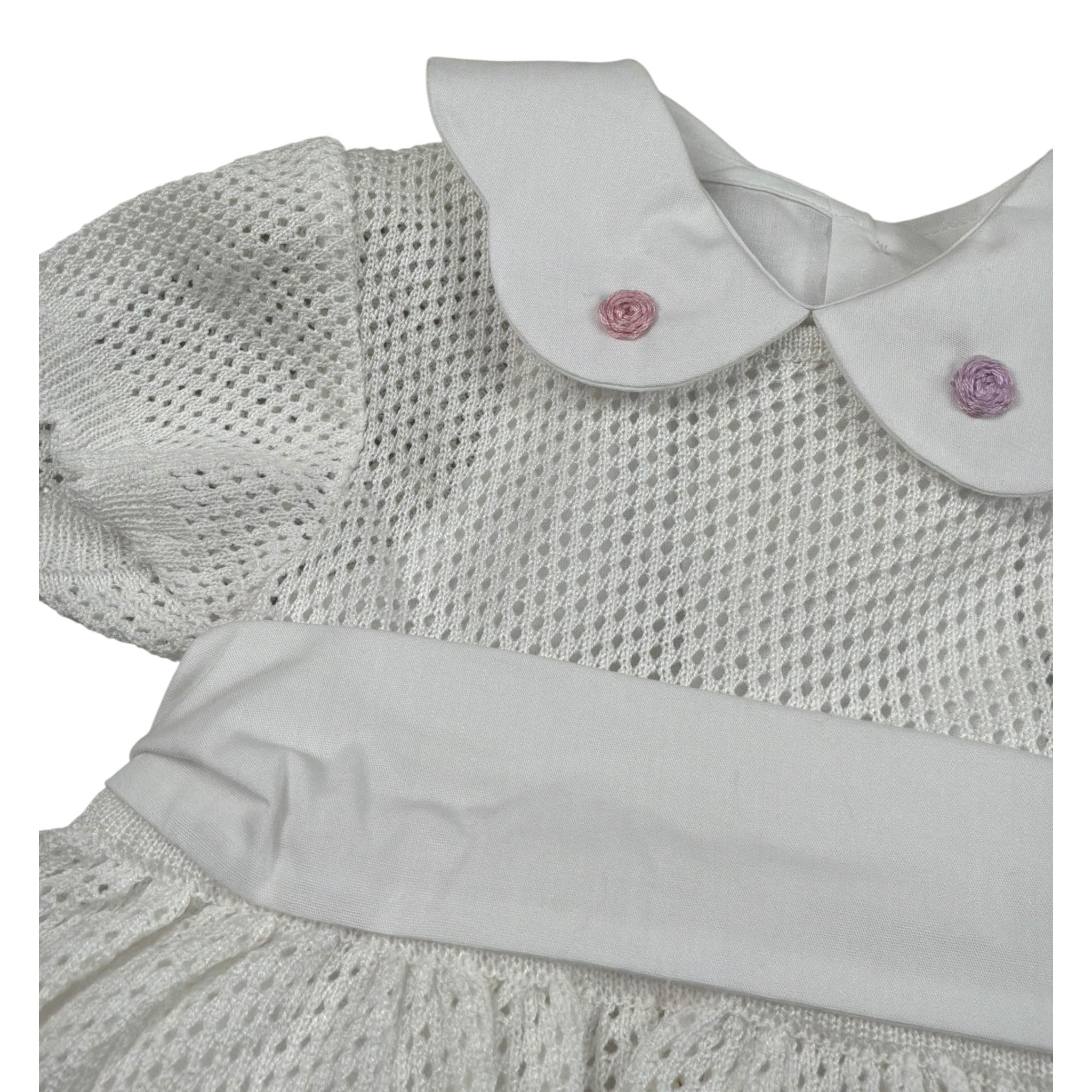 Le Coconne Abito Mezza Manica Traforato per Neonata LCN1937 BIANCO LE COCONNE 