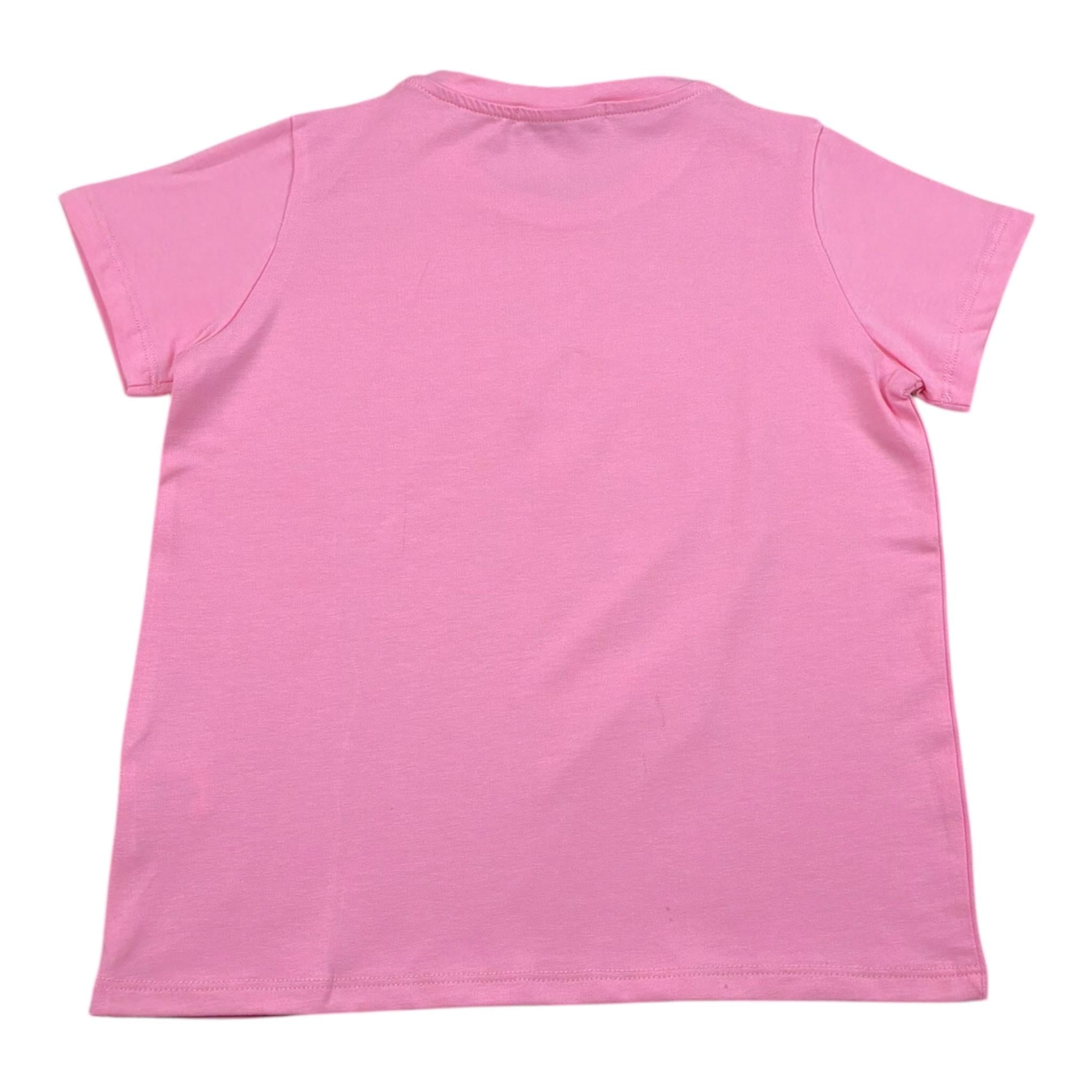 Mousse T-Shirt Girocollo Tinta Unita con Stampa per Bambina UNILEOOOO ROSA MOUSSE 