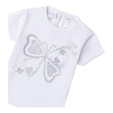 Minibanda T-Shirt Girocollo Tinta Unita con Brillantini per Neonata 0B313 BIANCO MINIBANDA 